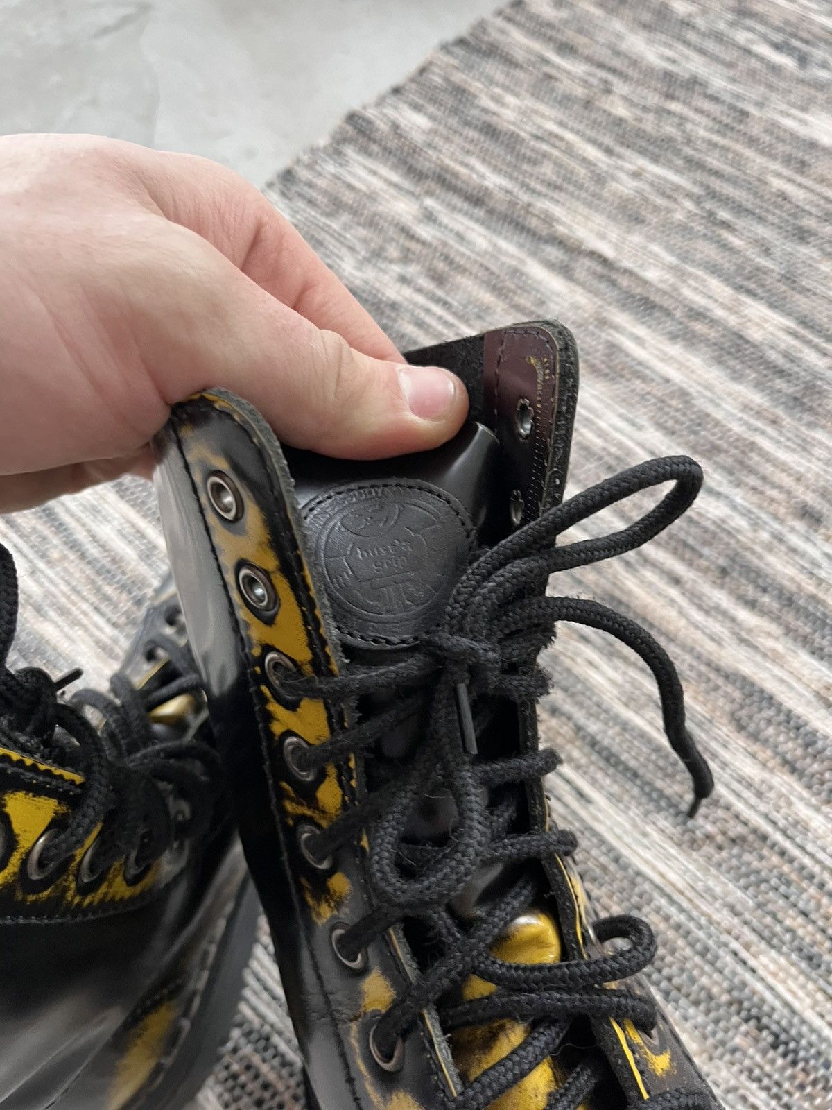 New Rock Vintage Hype Busta Grip Steel Toe Black Yellow High Boots Size US 6 / IT 36 - 18 Thumbnail