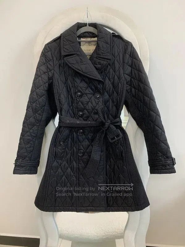 Burberry Burberry Black Quilted Mid-Length Coat for Women. Size L / US 10 / IT 46 - 2 Thumbnail