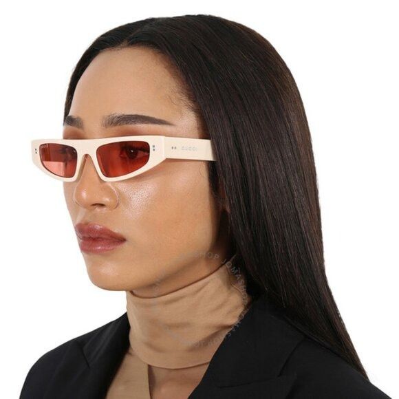 Gucci 🕶️ New Gucci GG1634S 005 Ivory/Red Sunglasses Size ONE SIZE - 1 Thumbnail