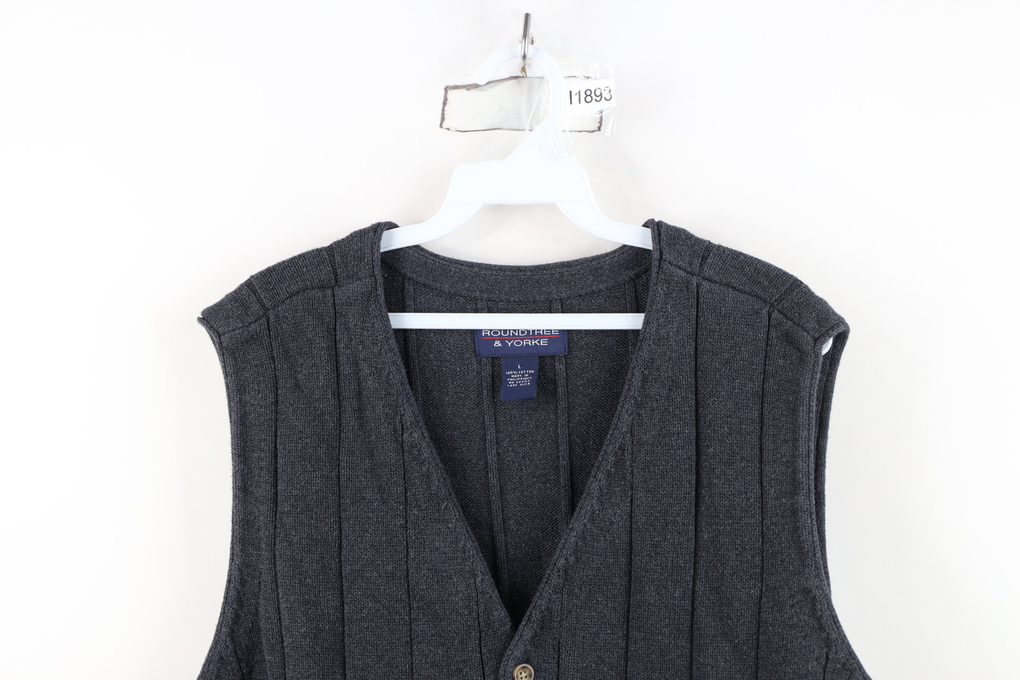 Vintage Vintage 90s Streetwear Blank Heavy Cotton Knit Sweater Vest Size US L / EU 52-54 / 3 - 2 Thumbnail