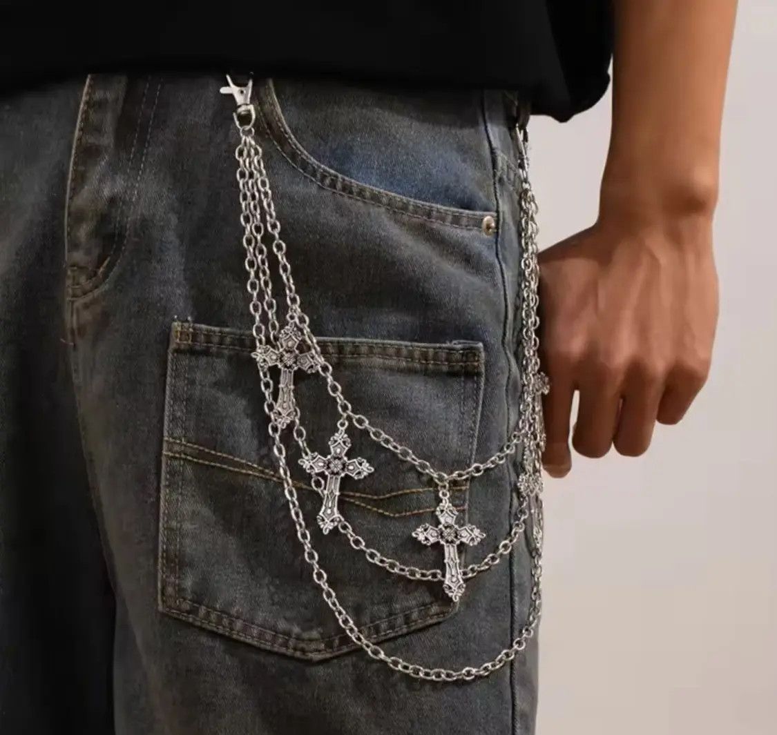 Other Punk Metal Pants Chain Wallet Belt Chain Cross Pendant Size ONE SIZE - 2 Thumbnail