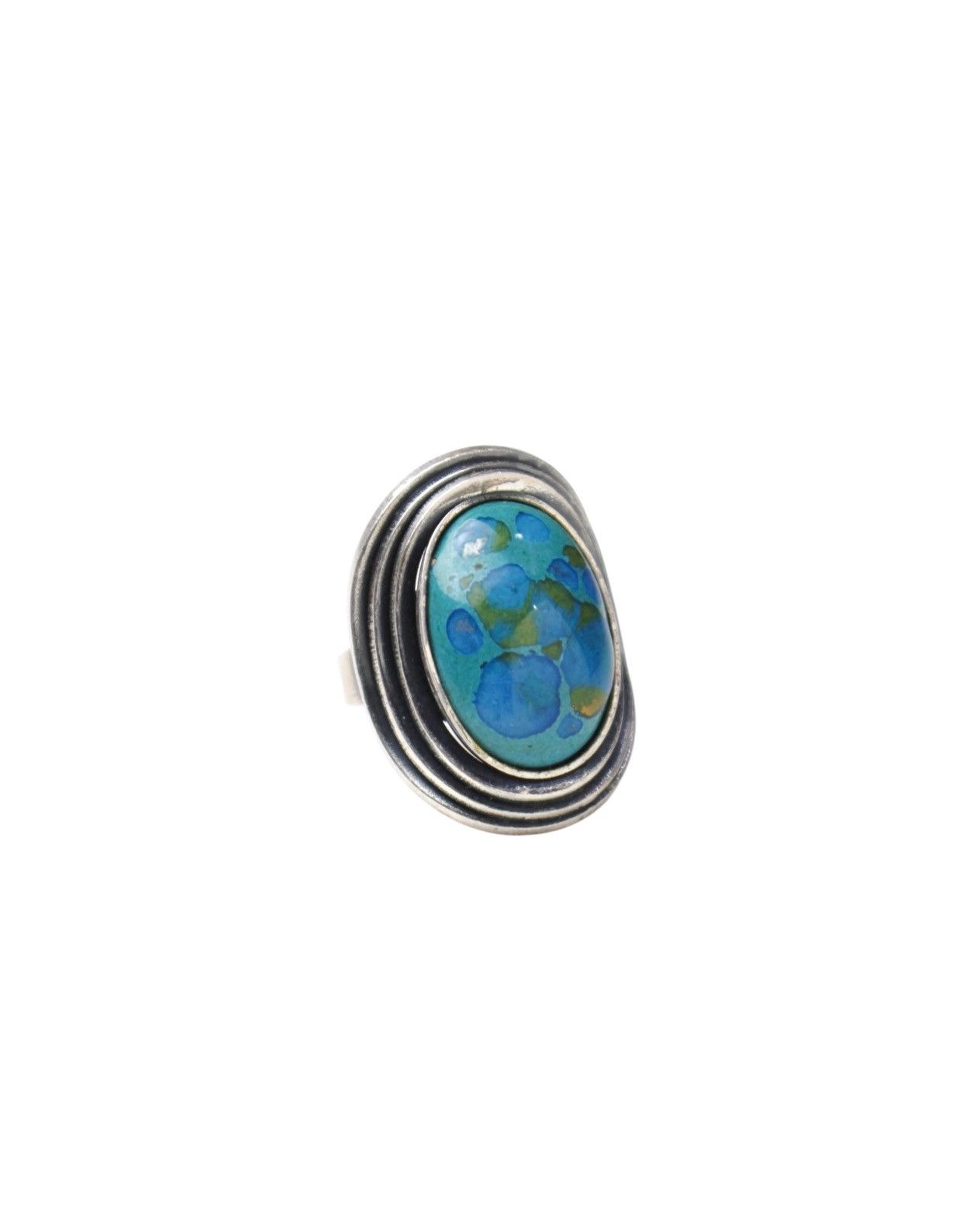 Vintage 2000S JAPANESE MADE TURQUOISE SPIRAL RING BOHO TRIBAL STYLE Size ONE SIZE - 2 Thumbnail