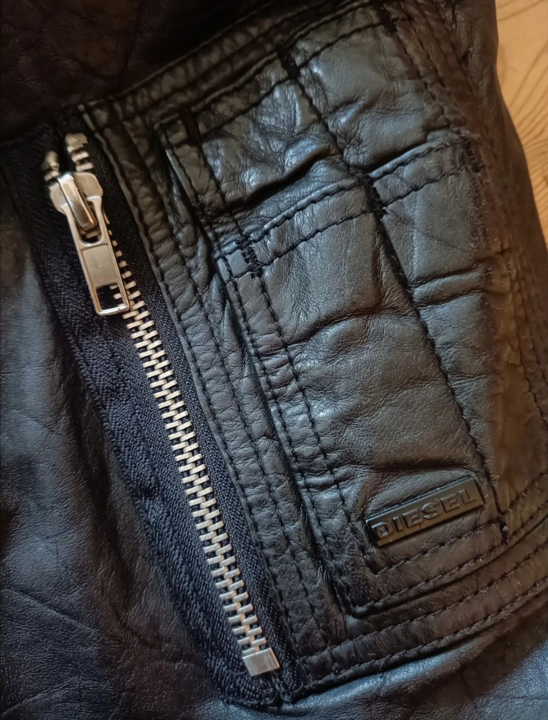 Diesel Diesel black leather bomber jacket with leather sleeves Size US L / EU 52-54 / 3 - 5 Thumbnail