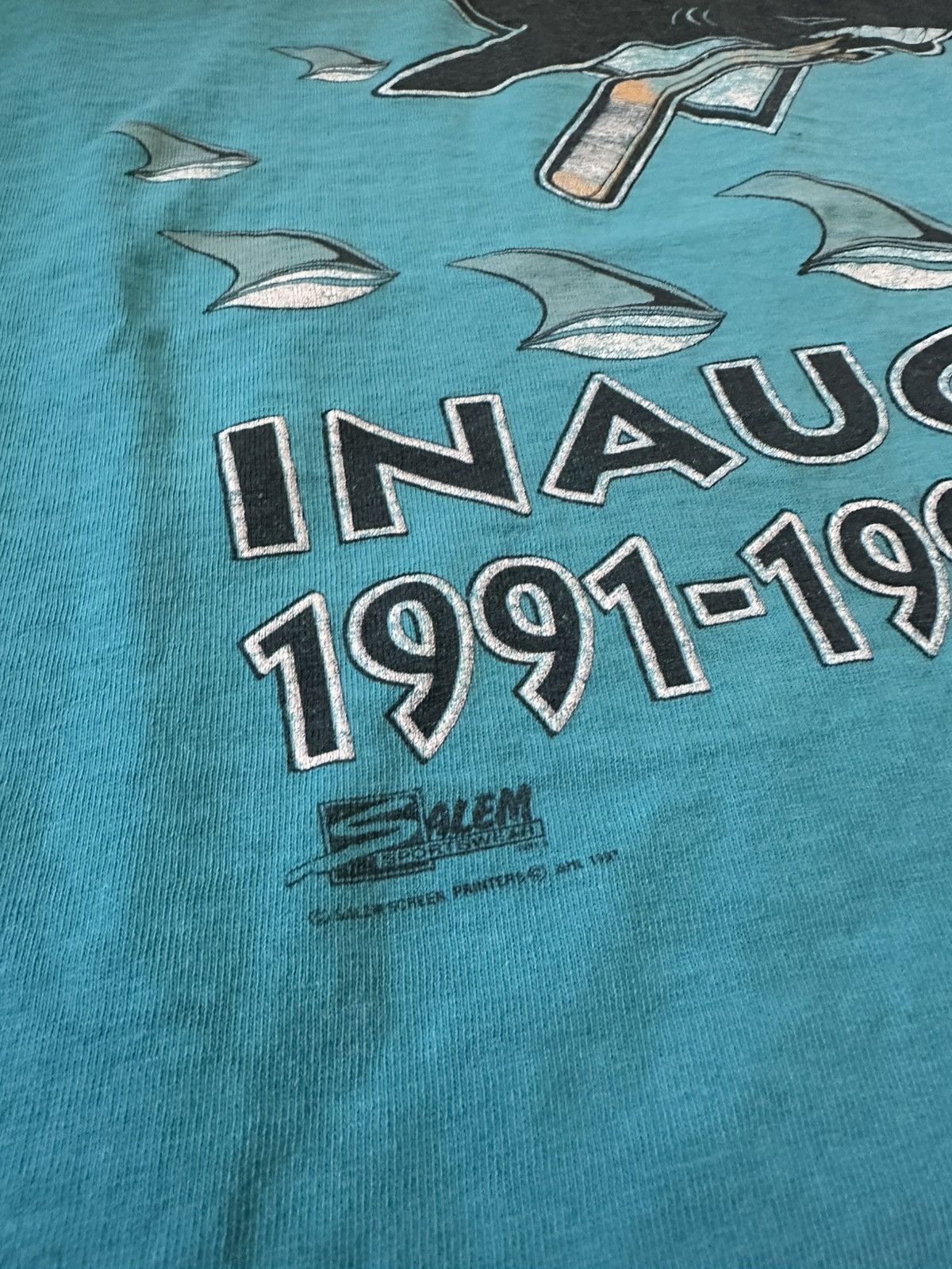 Vintage 1992 San Jose Sharks single stitch shirt Size US L / EU 52-54 / 3 - 2 Thumbnail