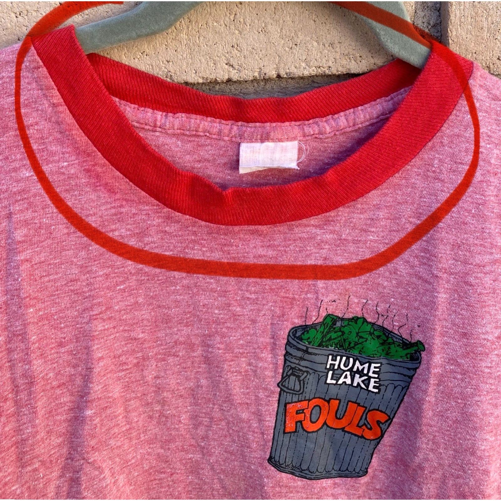 Vintage VINTAGE Hume Lake Fouls Ringer Tee T Shirt Trash Can Graphics Worn 70s 80s Size US S / EU 44-46 / 1 - 5 Thumbnail