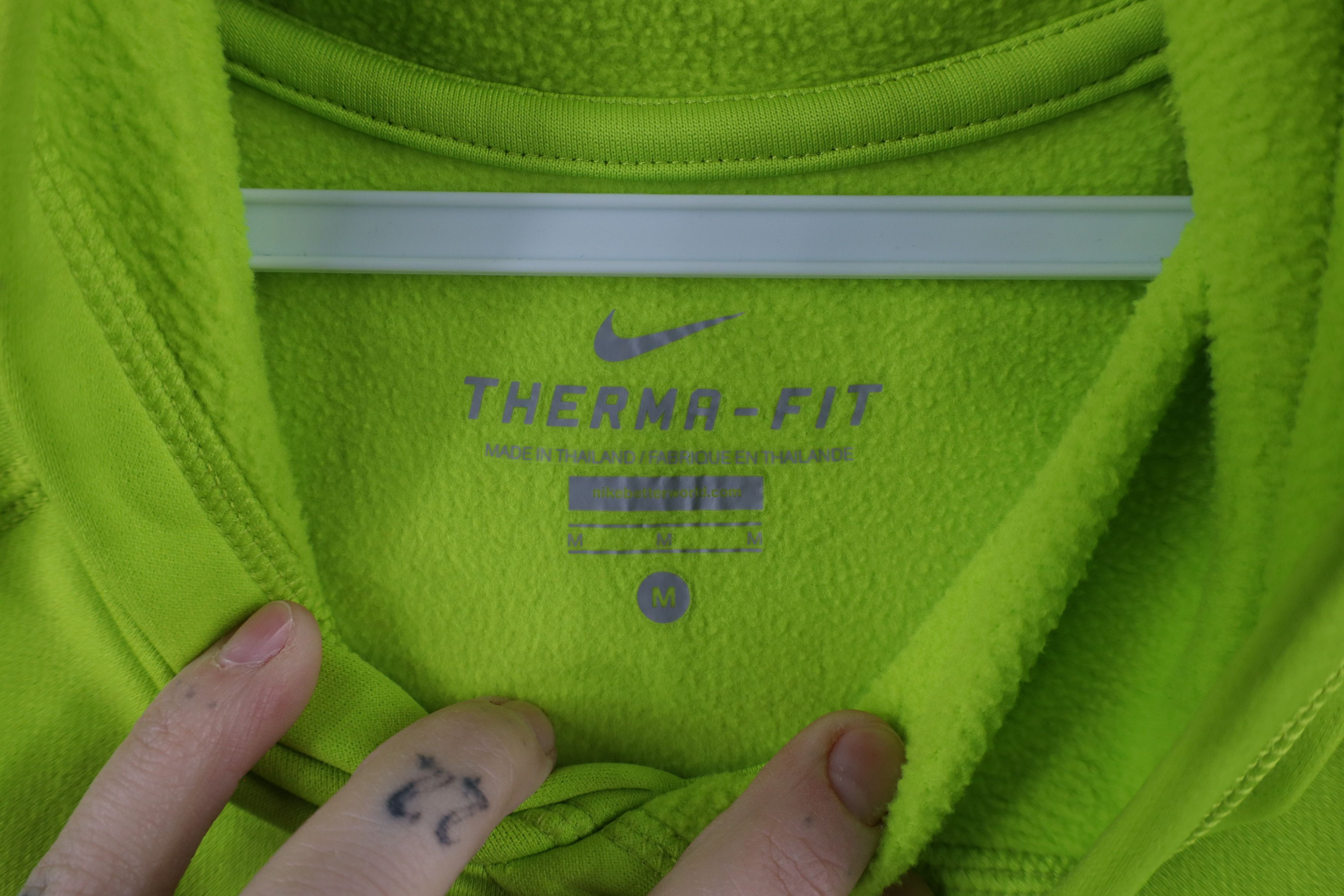 Nike × Vintage Vintage Y2K Nike Scott Mini Swoosh Fleece Lined Hoodie Lime Size M / US 6-8 / IT 42-44 - 8 Thumbnail