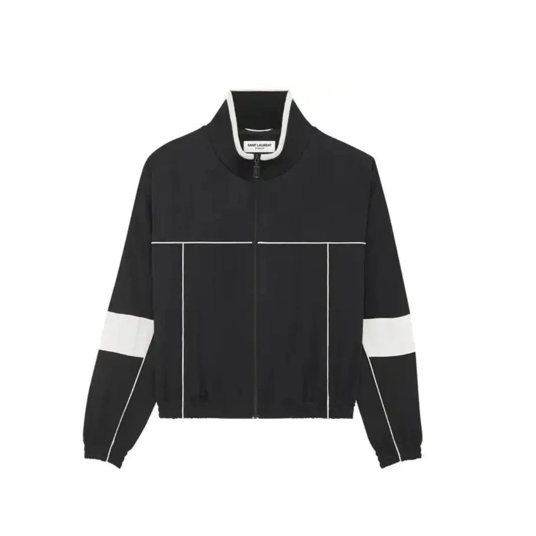 Saint Laurent Paris o1s1wg110625 753065 Teddy Jacket Satin Crepe Black & White Size US S / EU 44-46 / 1 - 1 Thumbnail