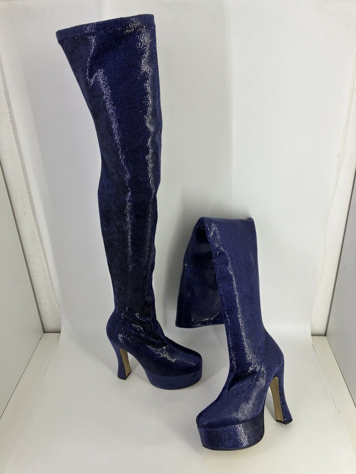 Vintage Over-the-knee lycra thigh-high boots Nathaly Martinez 00s Size US 8 / IT 38 - 7 Thumbnail