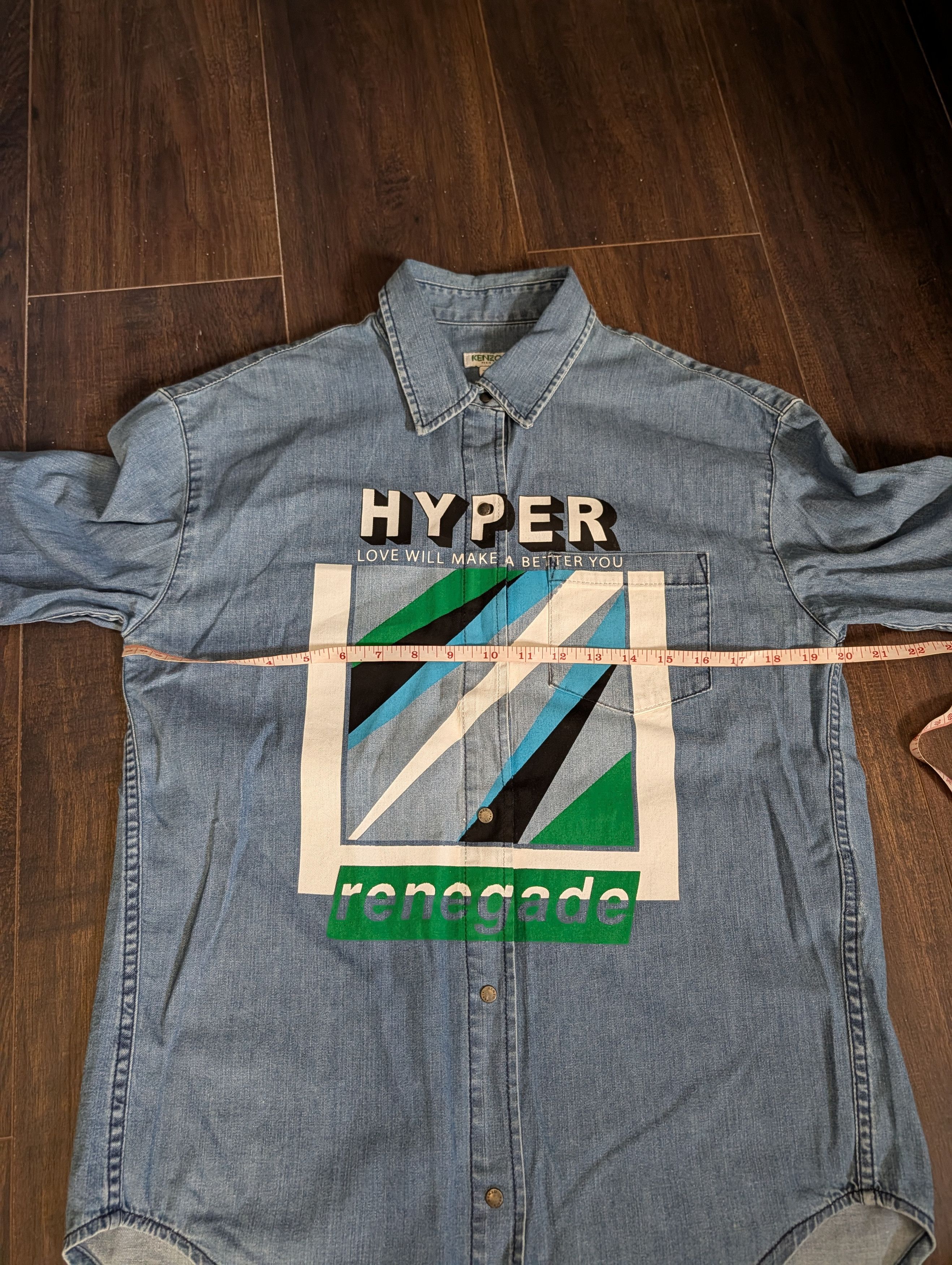 Kenzo Blue denim made in Italy HYPER RENEGADE snap shirt Size US S / EU 44-46 / 1 - 11 Thumbnail
