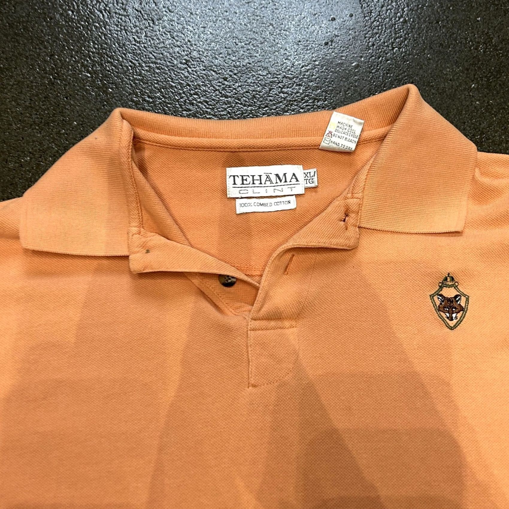 Vintage Tehama Clint Polo Shirt Mens XL Orange 100% Cotton Golf Embroidered Crest Logo Pique Shirt Size US XL / EU 56 / 4 - 3 Thumbnail