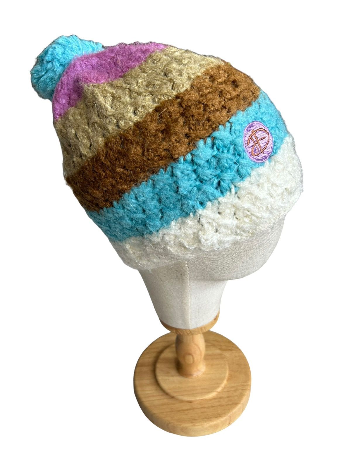 Japanese Brand Crochet Knitted Multicolour Beanie Hats Size ONE SIZE - 1 Thumbnail