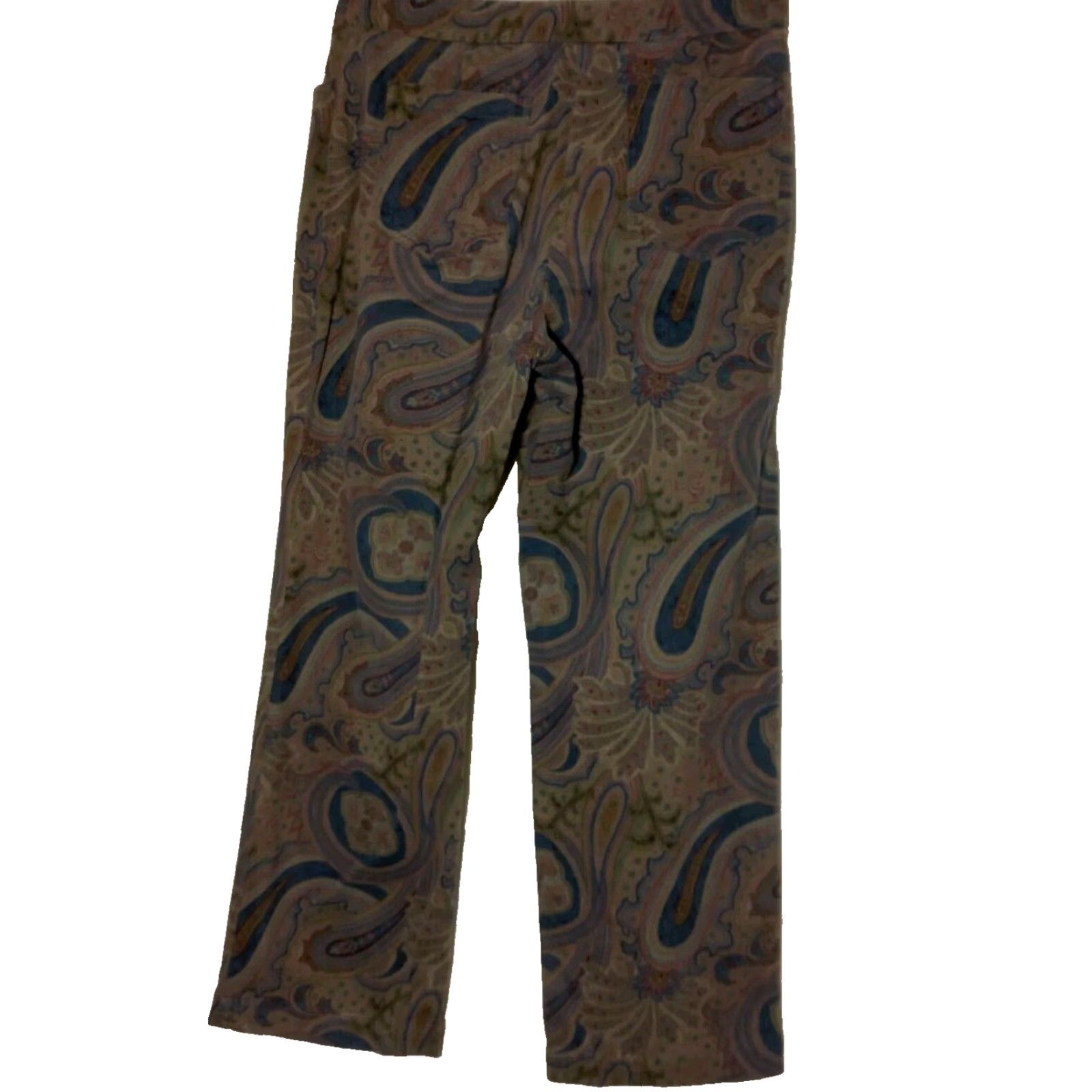 Talbots VINTAGE Talbots Petites Paisley Pants Size 10 P Chinos Brown Navy Blue Preppy Casual Business Women's Pants Size 32" / US 10 / IT 46 - 2 Thumbnail