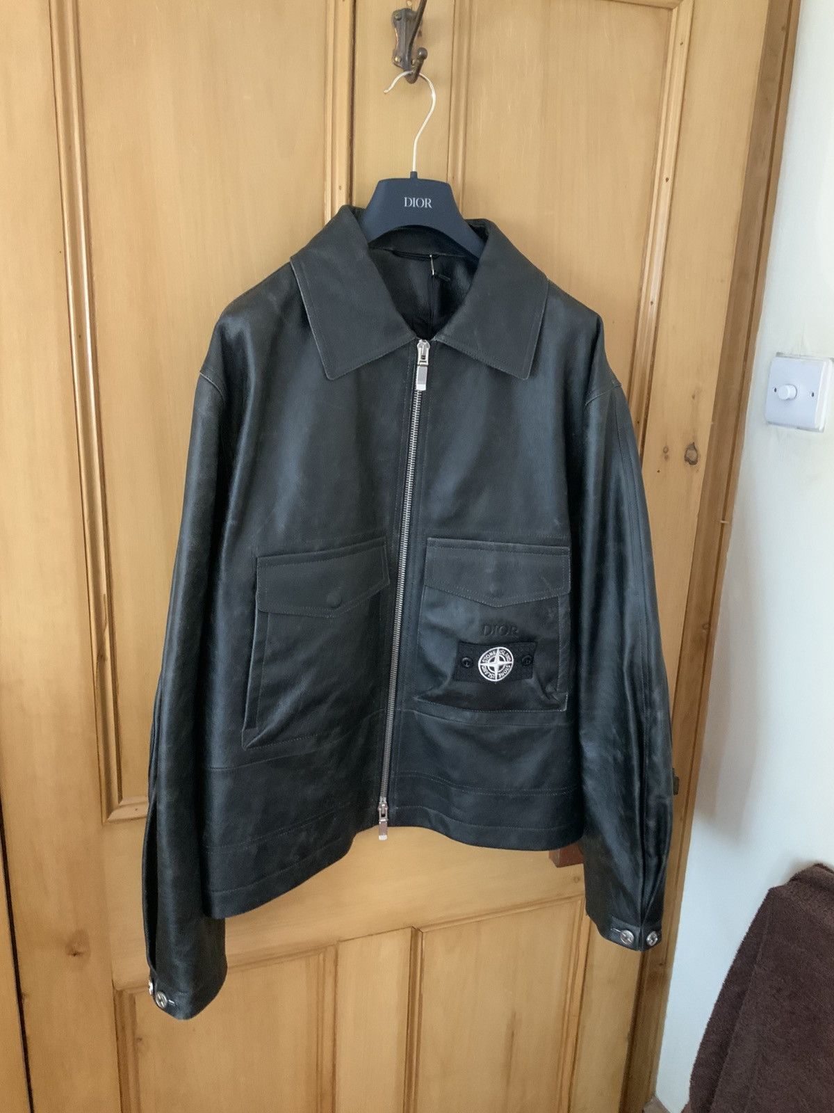 Dior × Stone Island Dior x Stone Island Leather Field Jacket Size US M / EU 48-50 / 2 - 2 Thumbnail