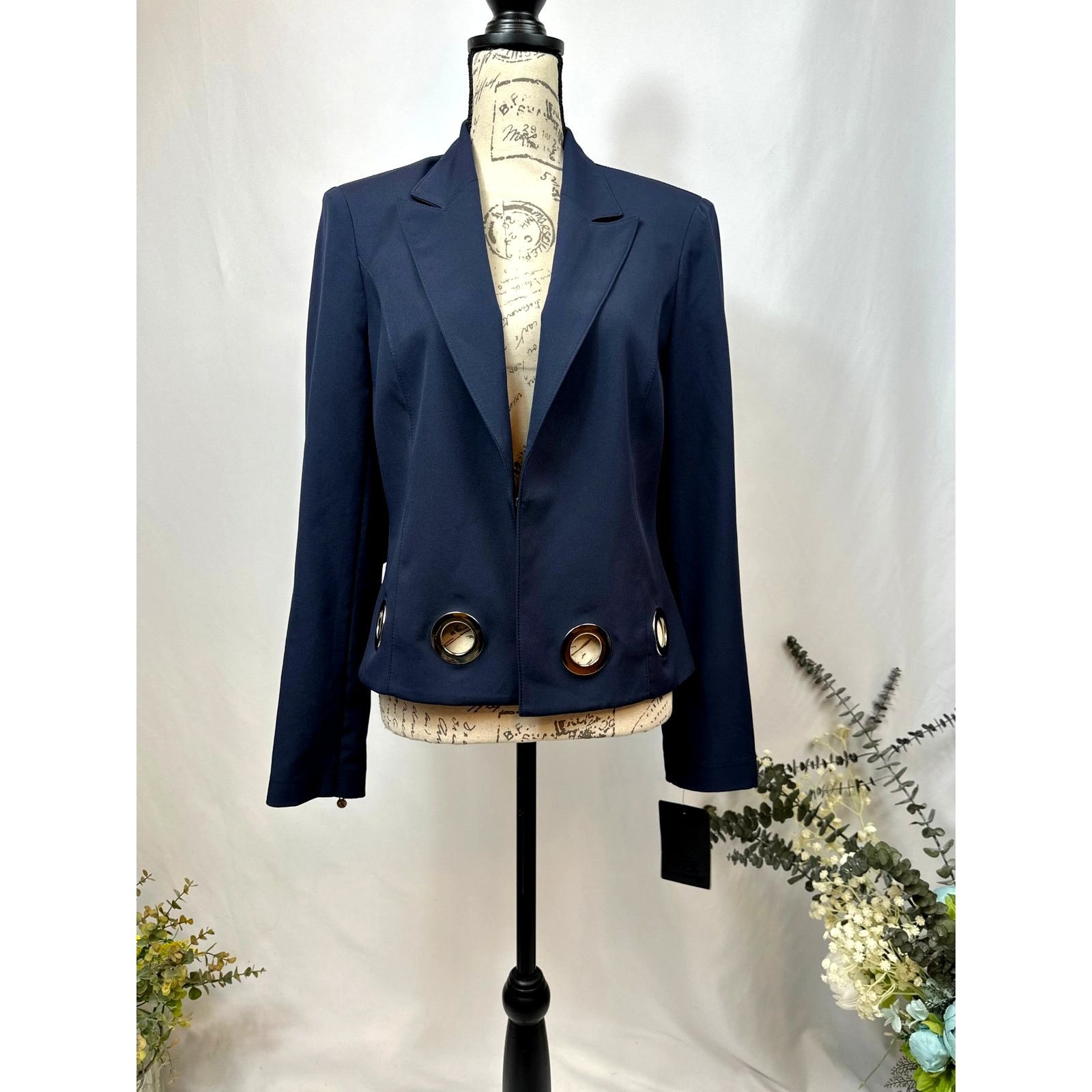 Other Vex Colley Blazer Silver-tone Grommet Details Navy 8 Size M / US 6-8 / IT 42-44 - 5 Thumbnail