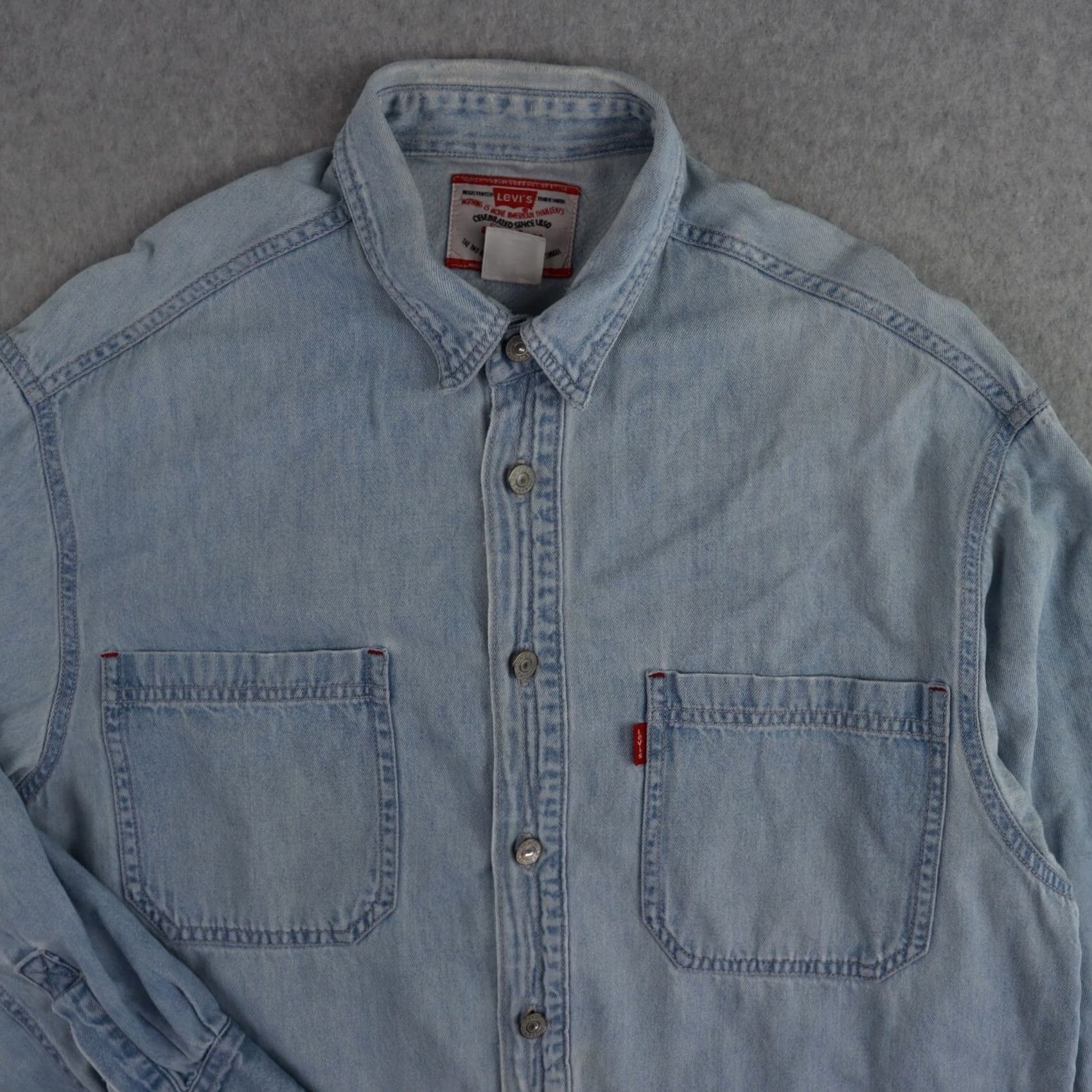 Levi's VINTAGE Levi's Shirt Men XL Blue Denim Jacket with Pockets Size US 36 / EU 52 - 5 Thumbnail