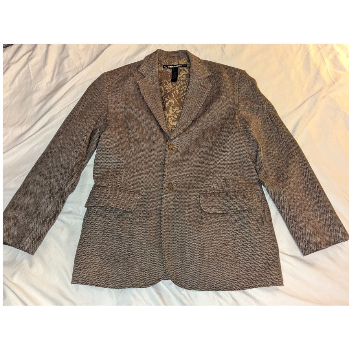 DKNY DKNY Jeans Tweed 2 Button Herringbone Blazer Jacket 44 Size 44R - 1 Thumbnail