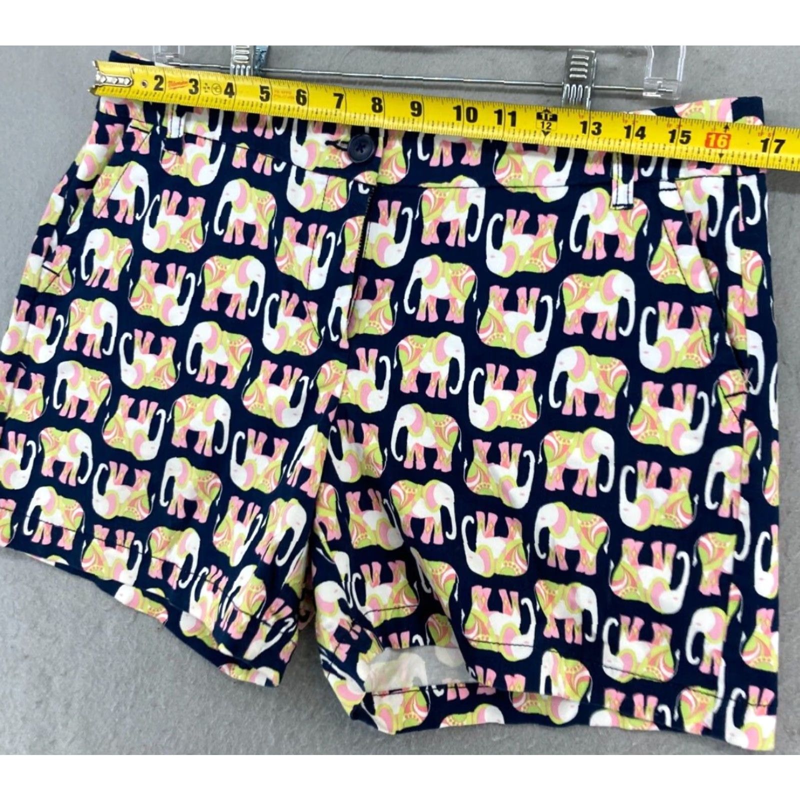 Vintage Crown & Ivy Women's Chino Shorts 10 Blue Geometric Pockets Casual Size 32" / US 10 / IT 46 - 2 Thumbnail