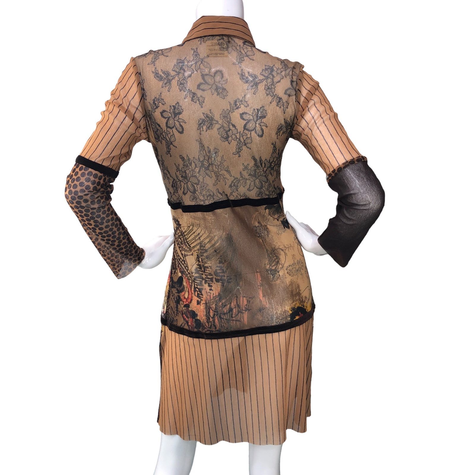 FUZZI Fuzzi JPG Size M Shirt Dress Sheer Multimedia Long Sleeve Size M / US 6-8 / IT 42-44 - 7 Thumbnail