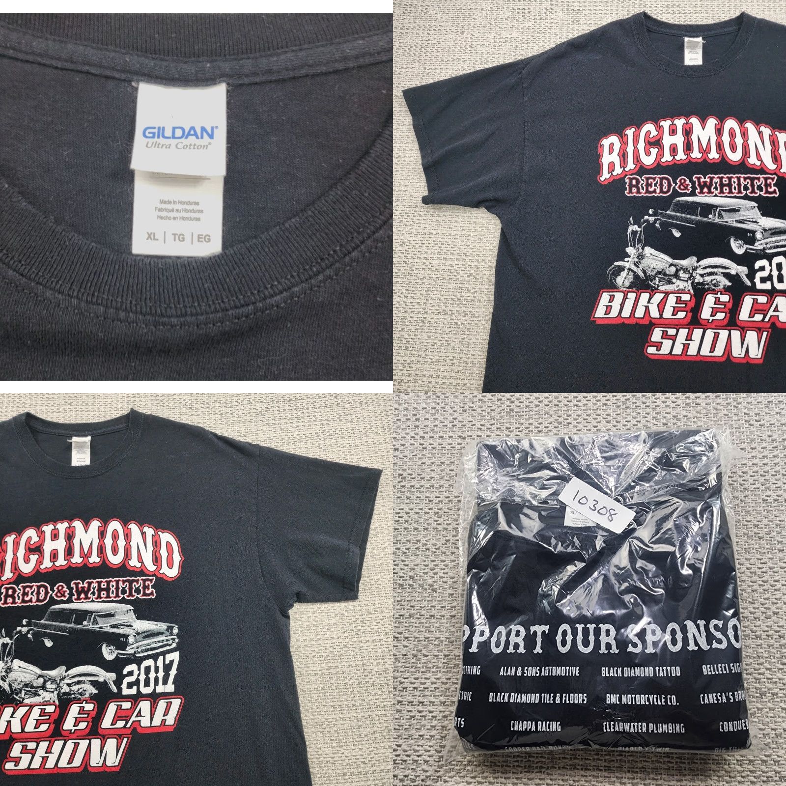 Gildan Hells Angels Richmond Cali 81 Bike Car Show T Shirt Red & White XL 2017 Support Size US XL / EU 56 / 4 - 8 Thumbnail