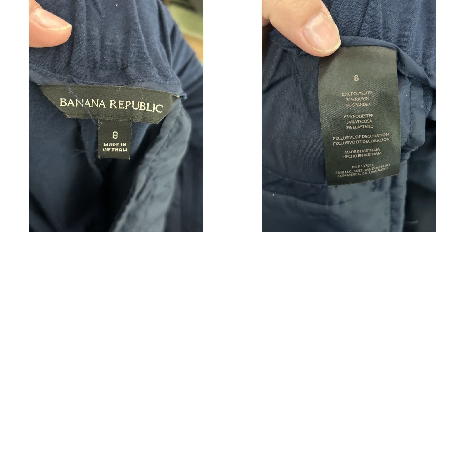 Banana Republic Banana Republic Pants Women 8 Navy Blue Pull On Polyester Blend 30x27 Chino Regular Size 30" / US 8 / IT 44 - 9 Thumbnail
