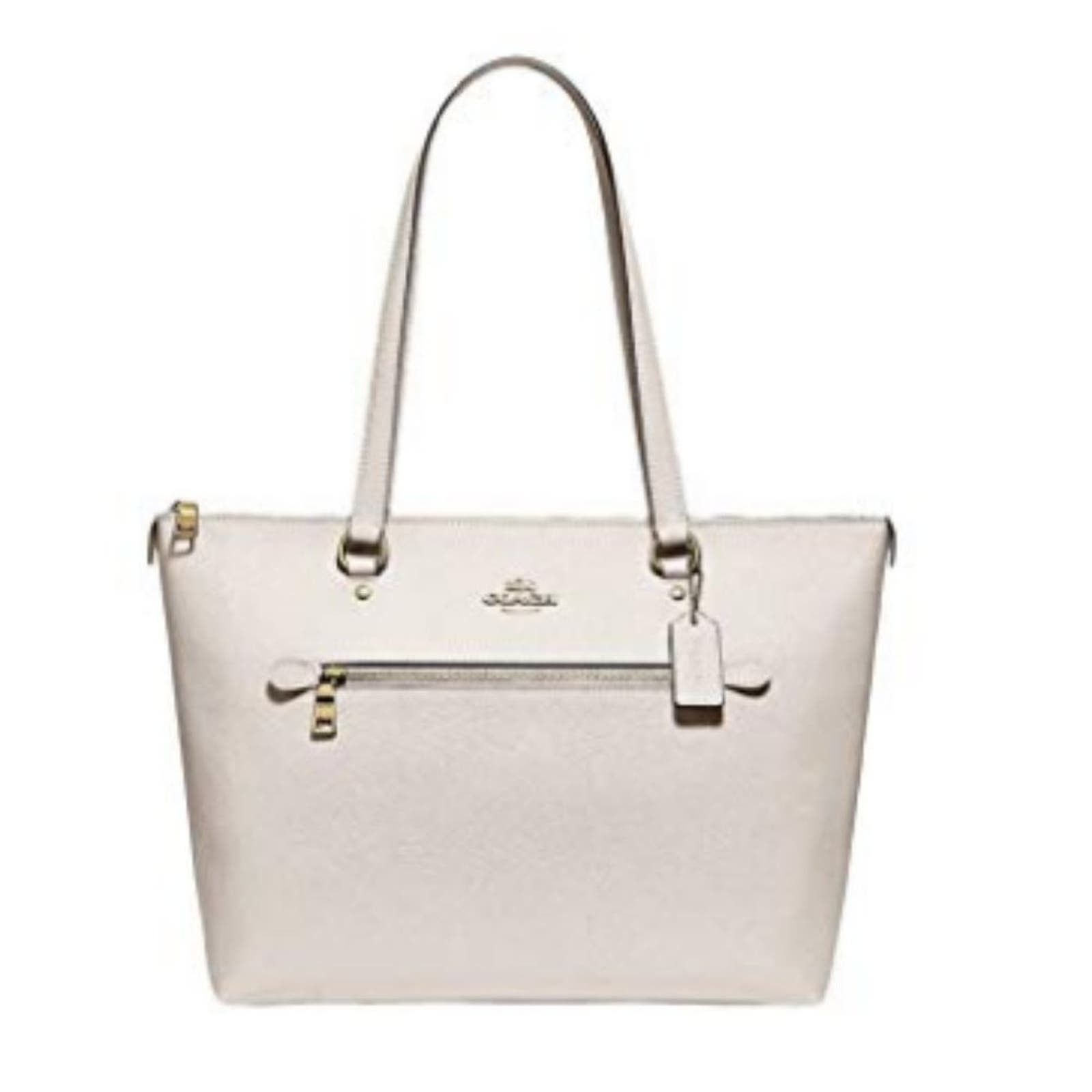 image of Coach Women's Cross Grain Leather Gallery Tote Chalk Os in White