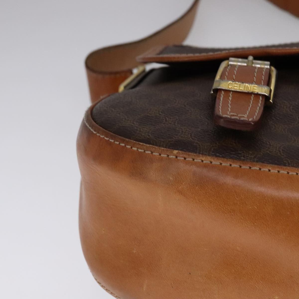 Celine CELINE Macadam Canvas Shoulder Bag Pvc Leather Gold Brown Size ONE SIZE - 8 Thumbnail