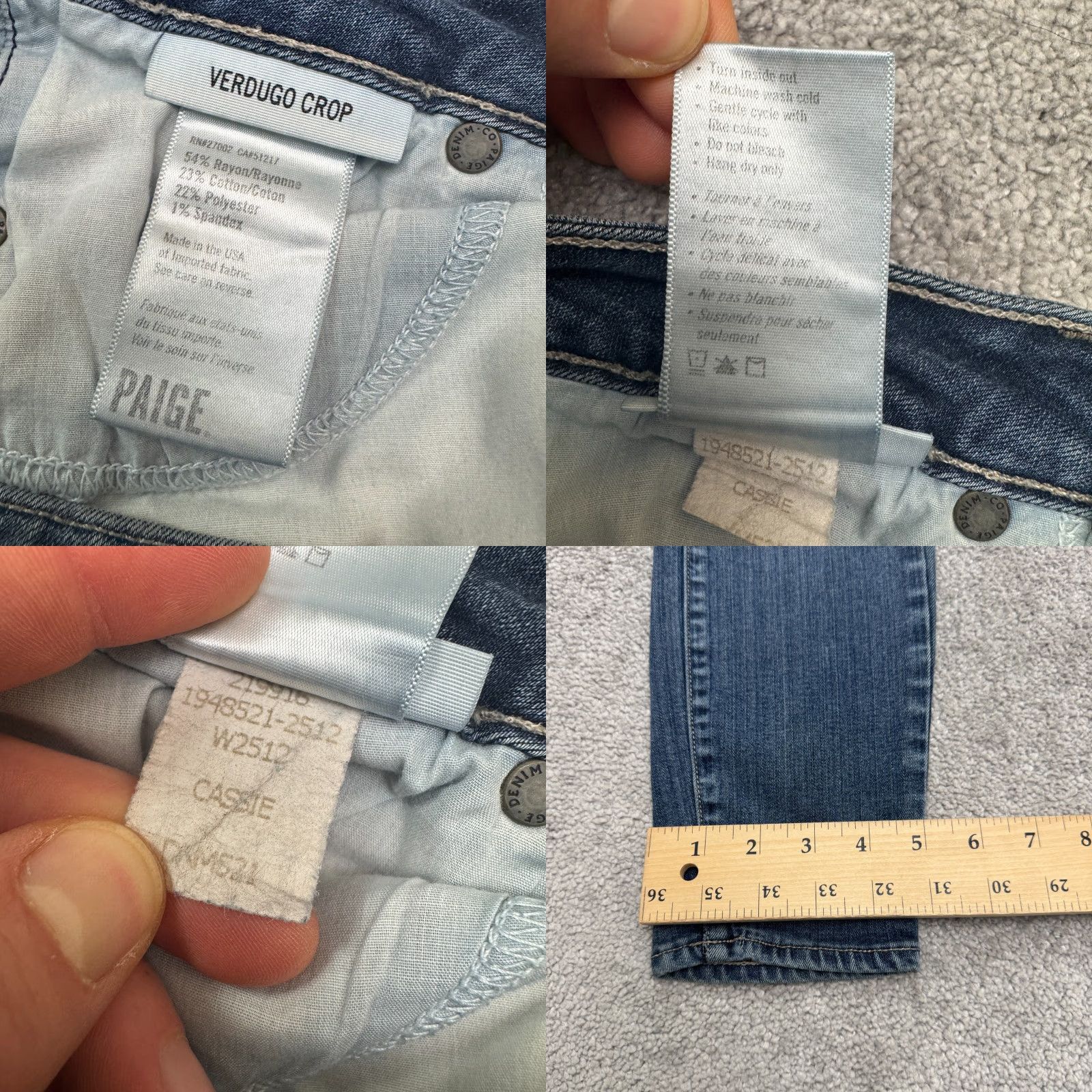 Paige Paige Verdugo Crop Denim Jeans Womens 25 Blue Medium Wash Mid Rise 26x26 Jeans Women Size 42" / US 20 - 8 Thumbnail