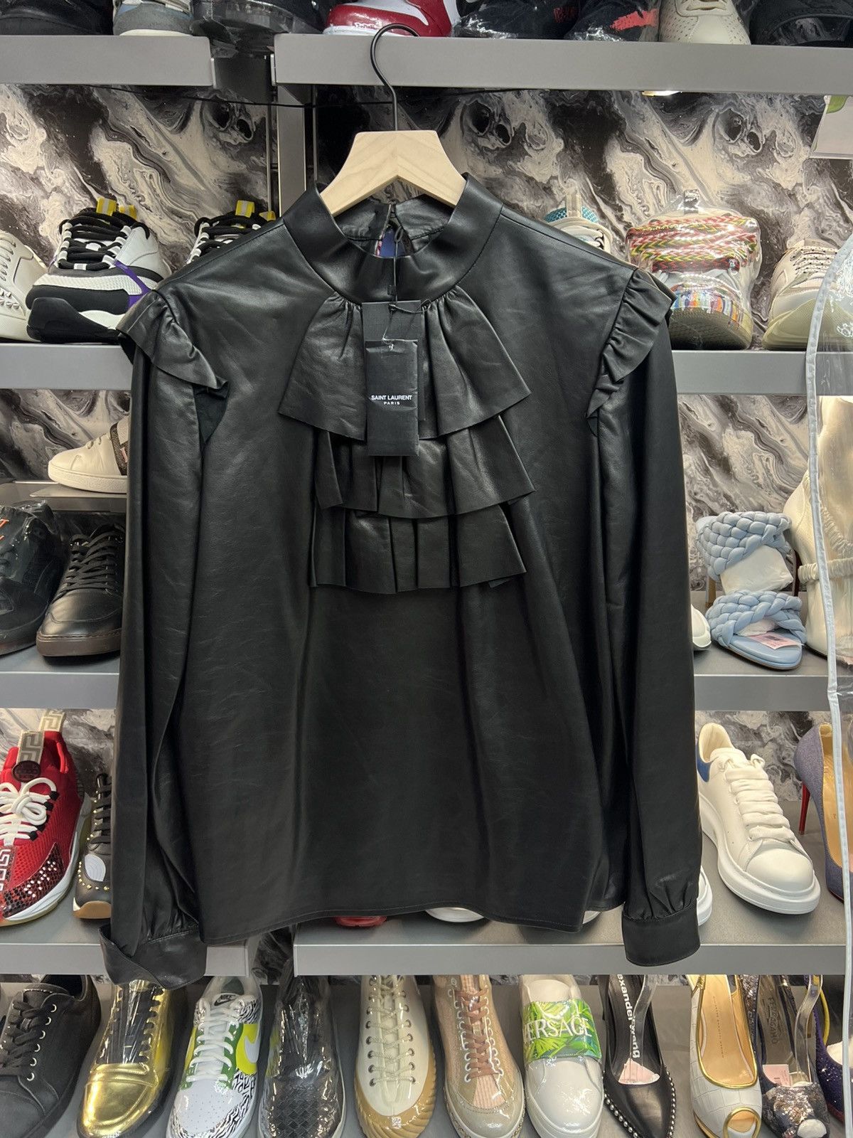 Saint Laurent Paris Saint Laurent Leather Blouse Size S / US 4 / IT 40 - 1 Thumbnail