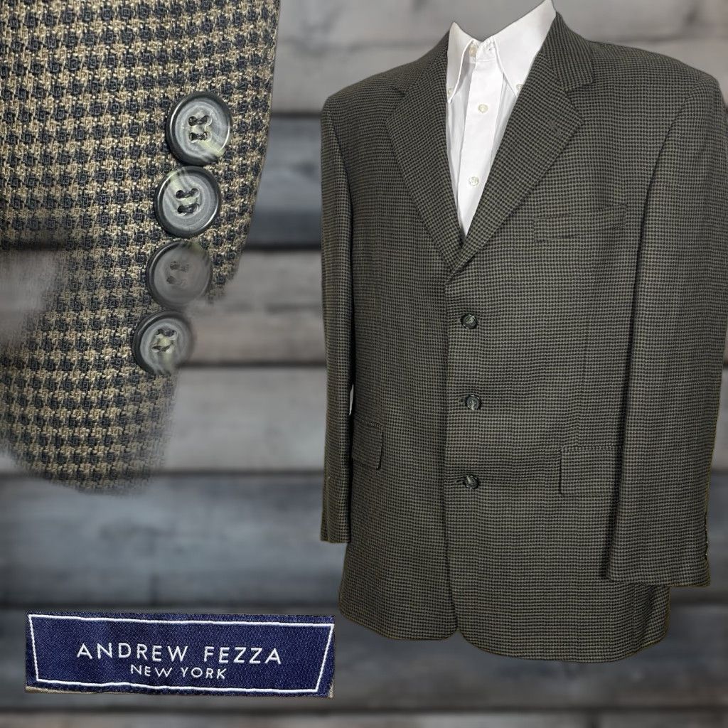 Vintage VINTAGE Andrew Fezza Sport Coat Mens 44R Green Multicolor ...