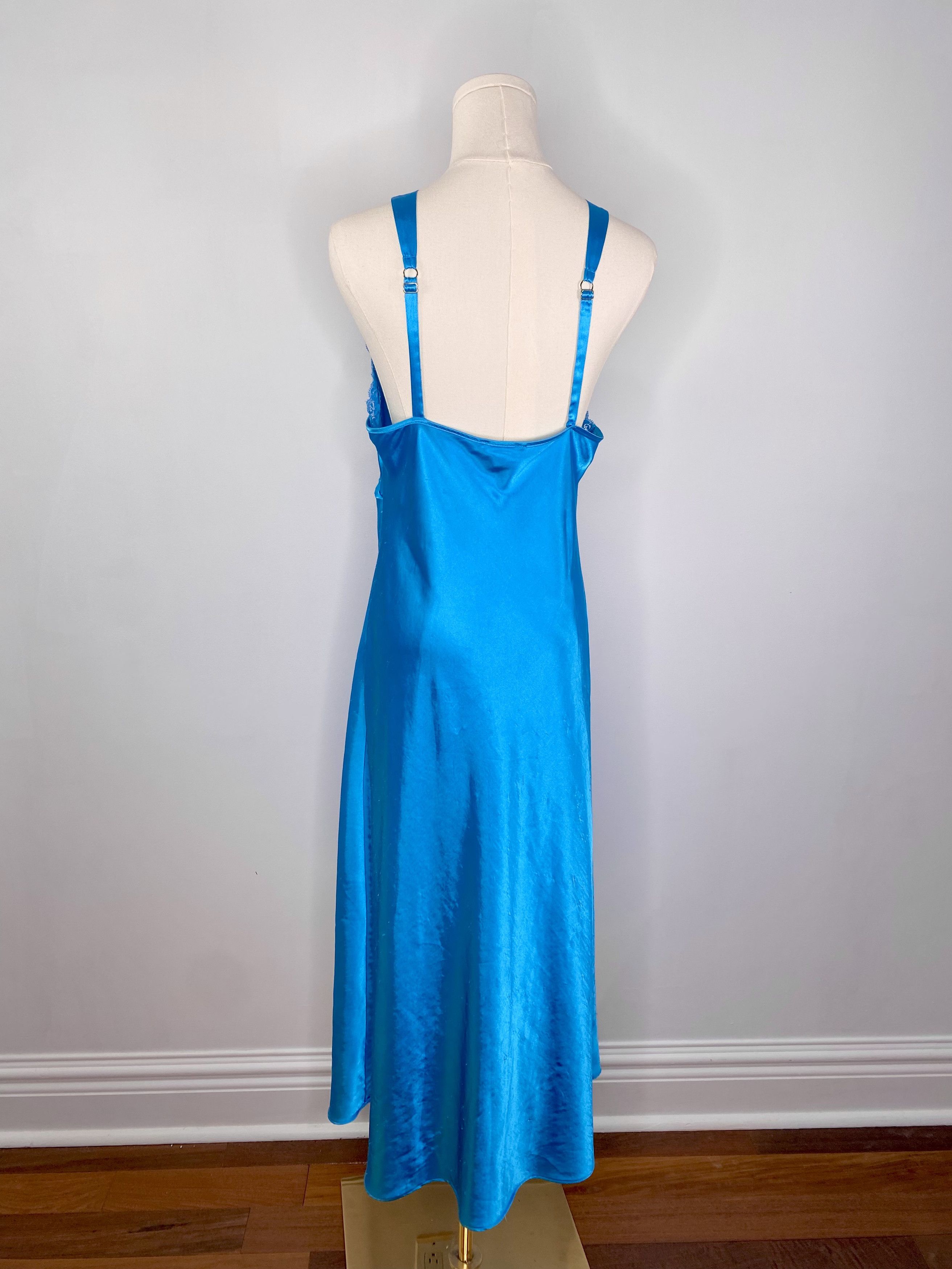 Jones New York Jones New York - Blue Nightgown Satin-Like Slip Dress Size M / US 6-8 / IT 42-44 - 7 Thumbnail