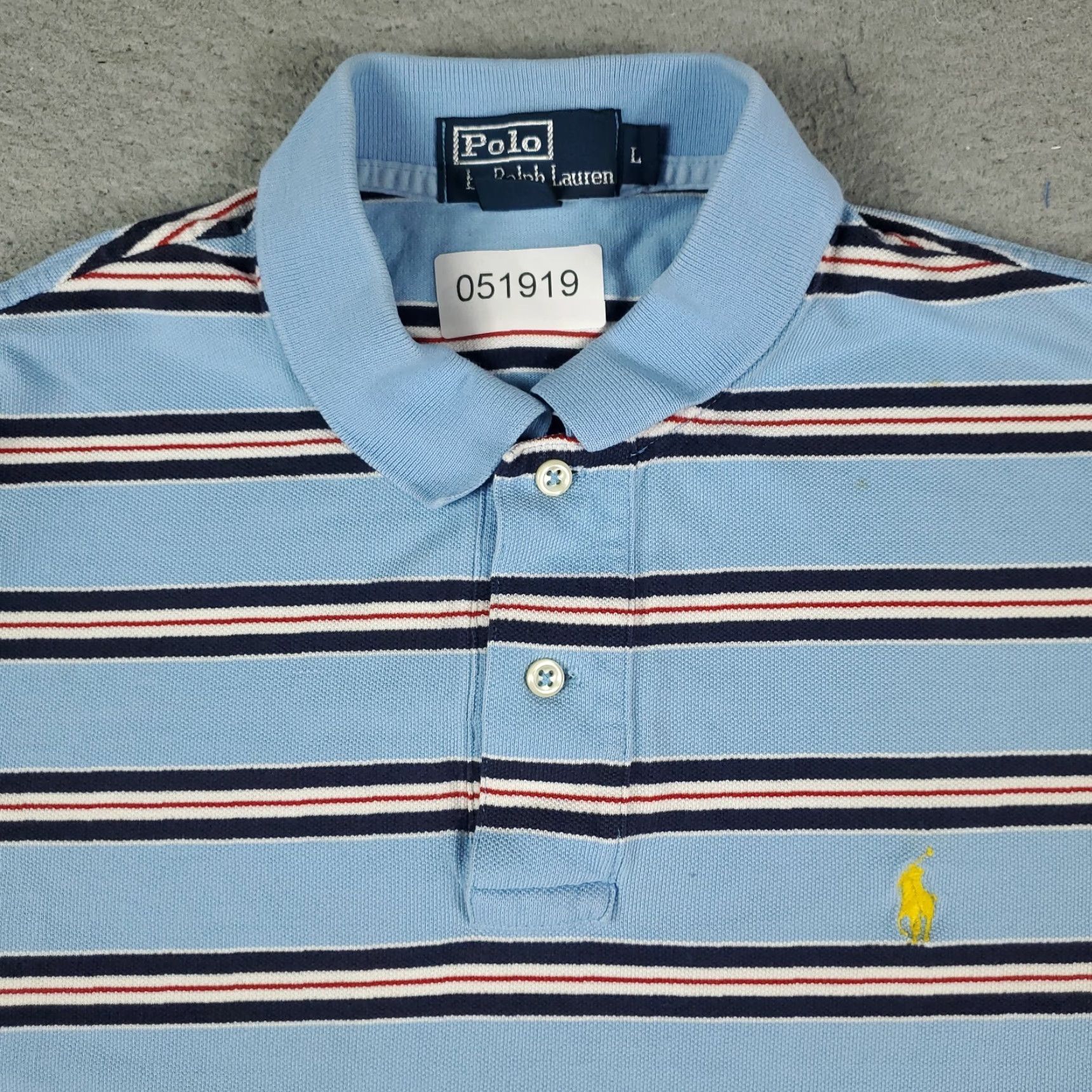 Ralph Lauren Ralph Lauren Polo Shirt Mens L Blue Striped Pony Casual Short Sleeve Polo Shirt Regular Fit Blue Polo Mens L Size US L / EU 52-54 / 3 - 2 Thumbnail