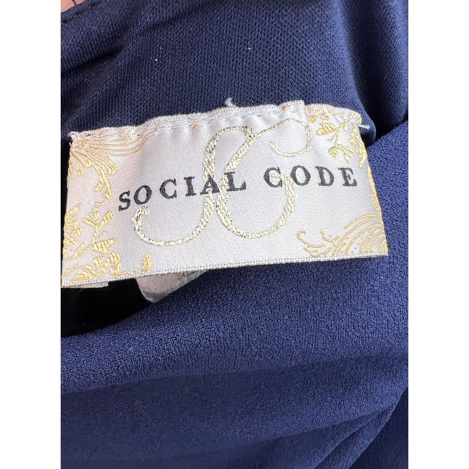 Vintage Juniors Social Code A-Line Off-the-Shoulder Navy Blue Dress Size 9 Sleeveless Zipper Size M / US 6-8 / IT 42-44 - 4 Thumbnail