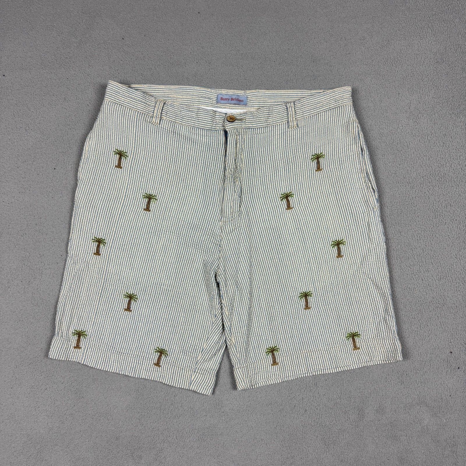 Barry Bricken Barry Bricken Seersucker Shorts Palm Tree Embroidered 34 Size US 34 / EU 50 - 1 Thumbnail