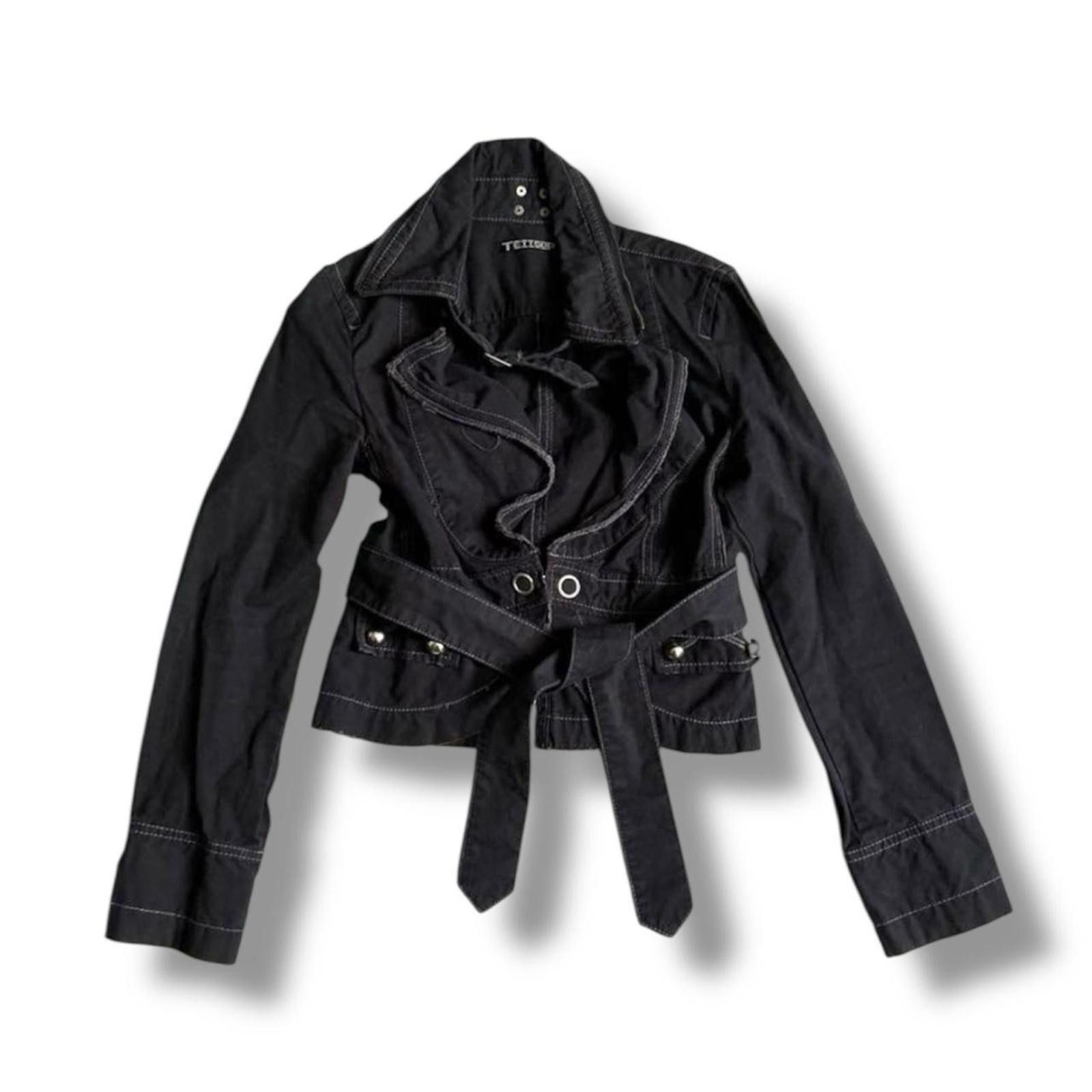 Other Vintage 2000s biker style slim fit frill black jacket Size XS / US 0-2 / IT 36-38 - 1 Thumbnail
