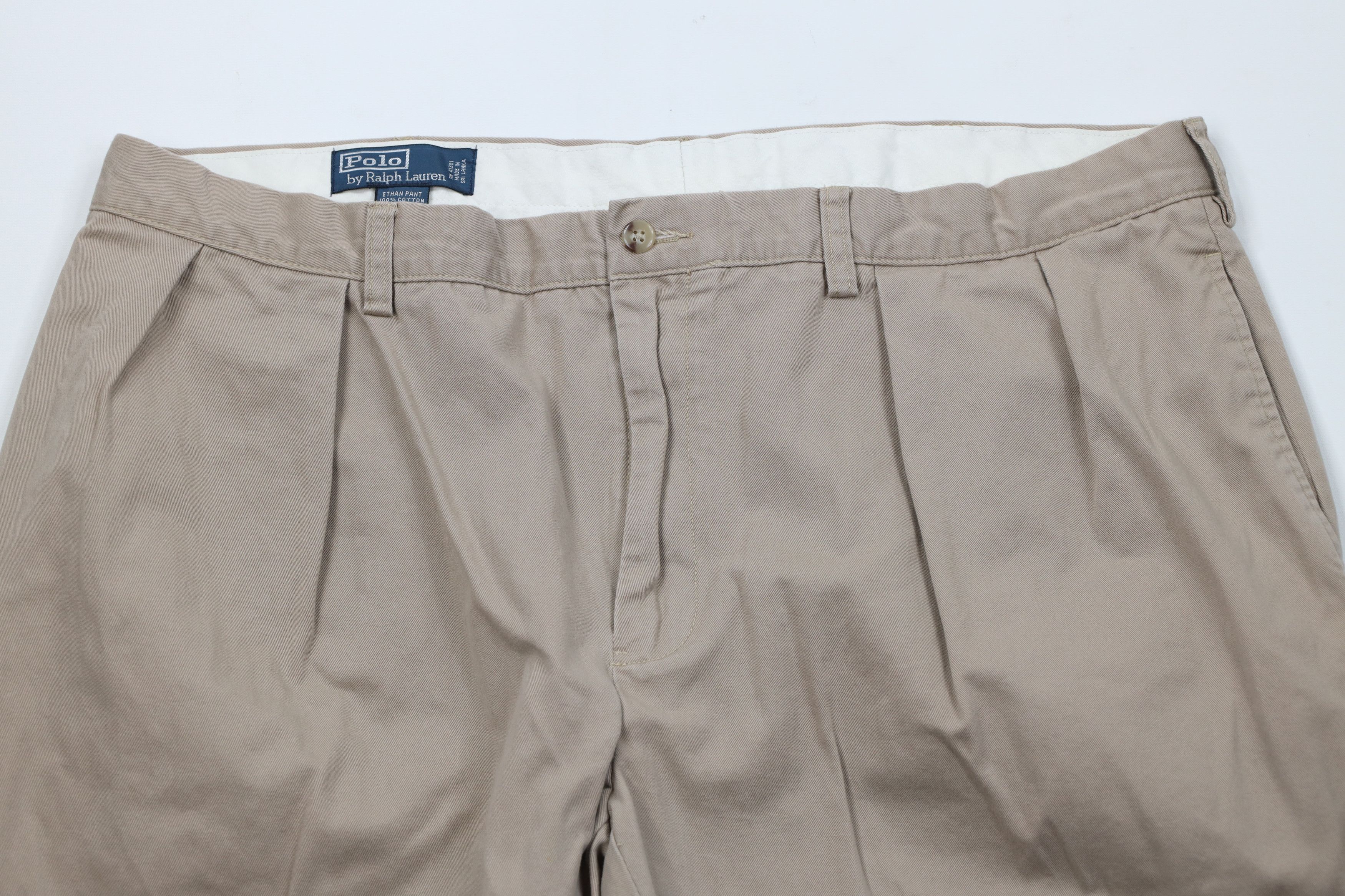 Ralph Lauren Vintage 90s Ralph Lauren Wide Leg Chino Pants Beige Cotton Size US 42 / EU 58 - 2 Thumbnail
