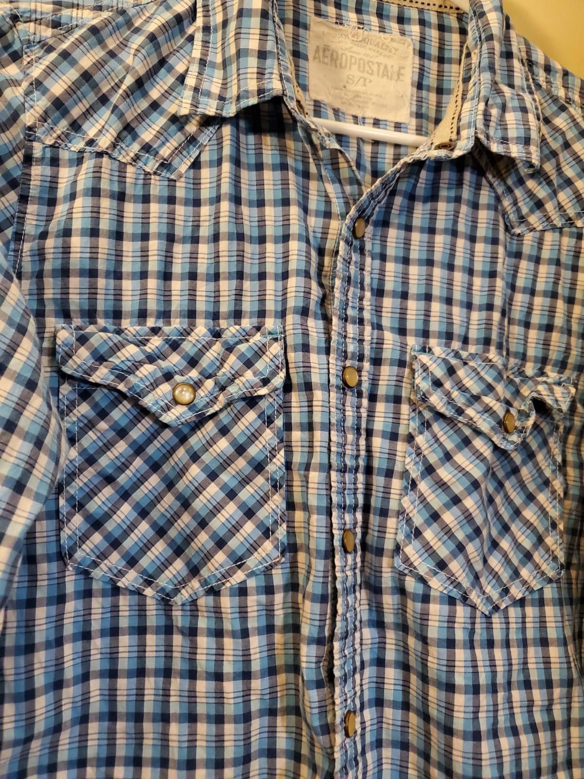 Aeropostale Aeropostale Mens SM Western Pearl Snap Vintage LS Plaid Size US S / EU 44-46 / 1 - 4 Thumbnail