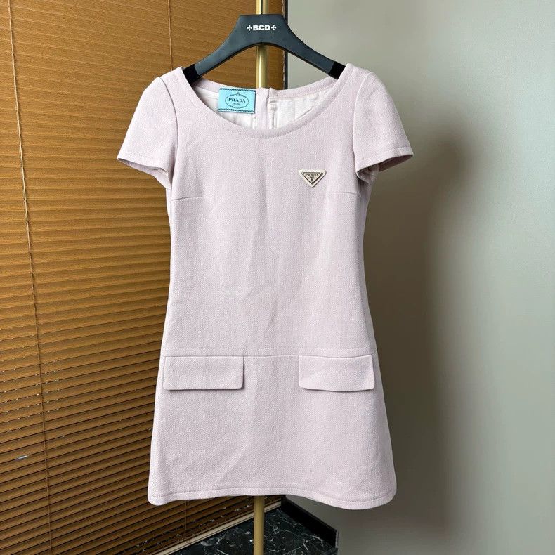 Prada Prada Pink triangle logo dress 2502-Nextarrow Size XS / US 0-2 / IT 36-38 - 1 Thumbnail