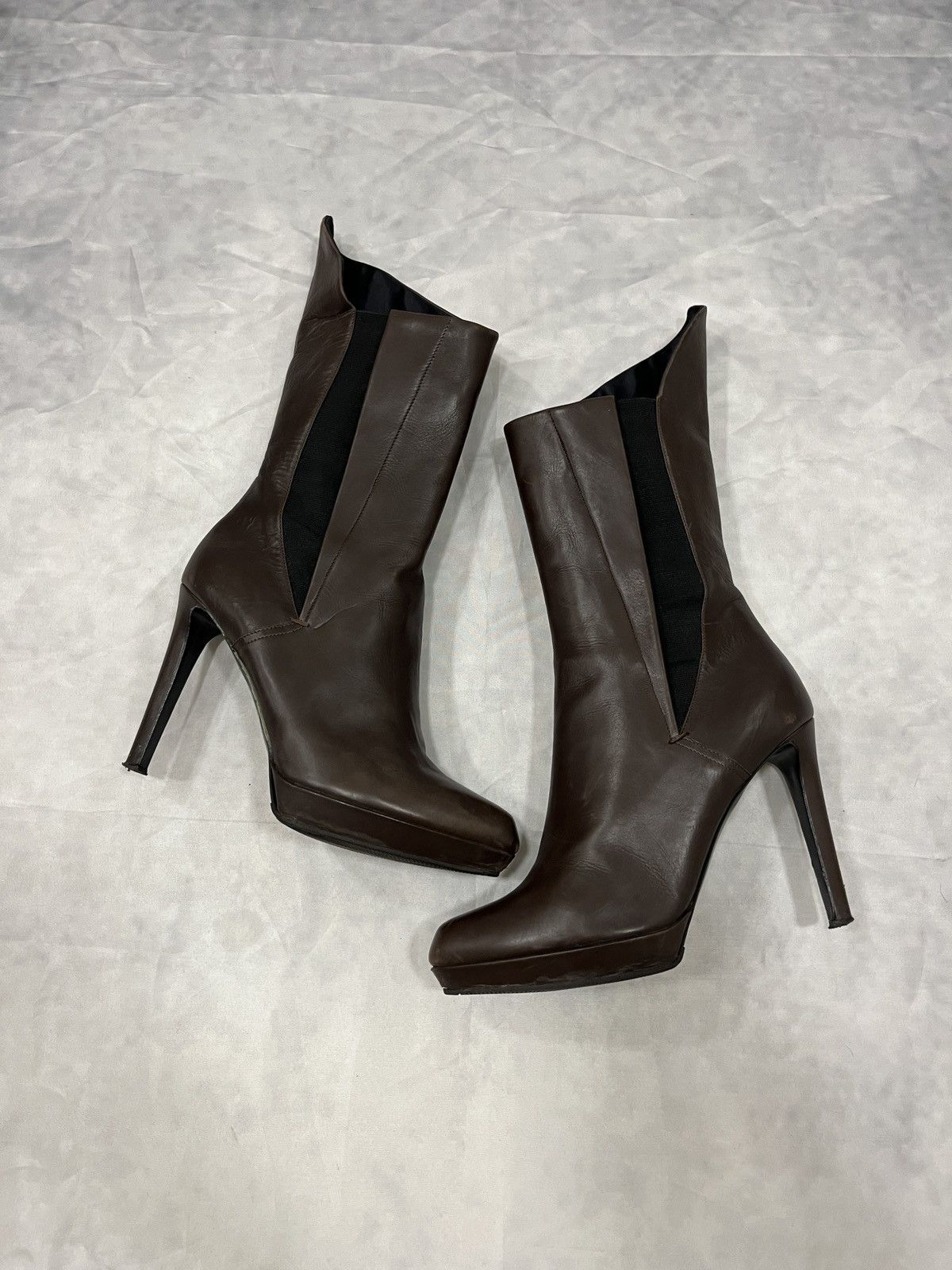 Jil Sander Jil Sander Brown Leather Platform High Heel Boots Size US 10 / IT 40 - 1 Thumbnail