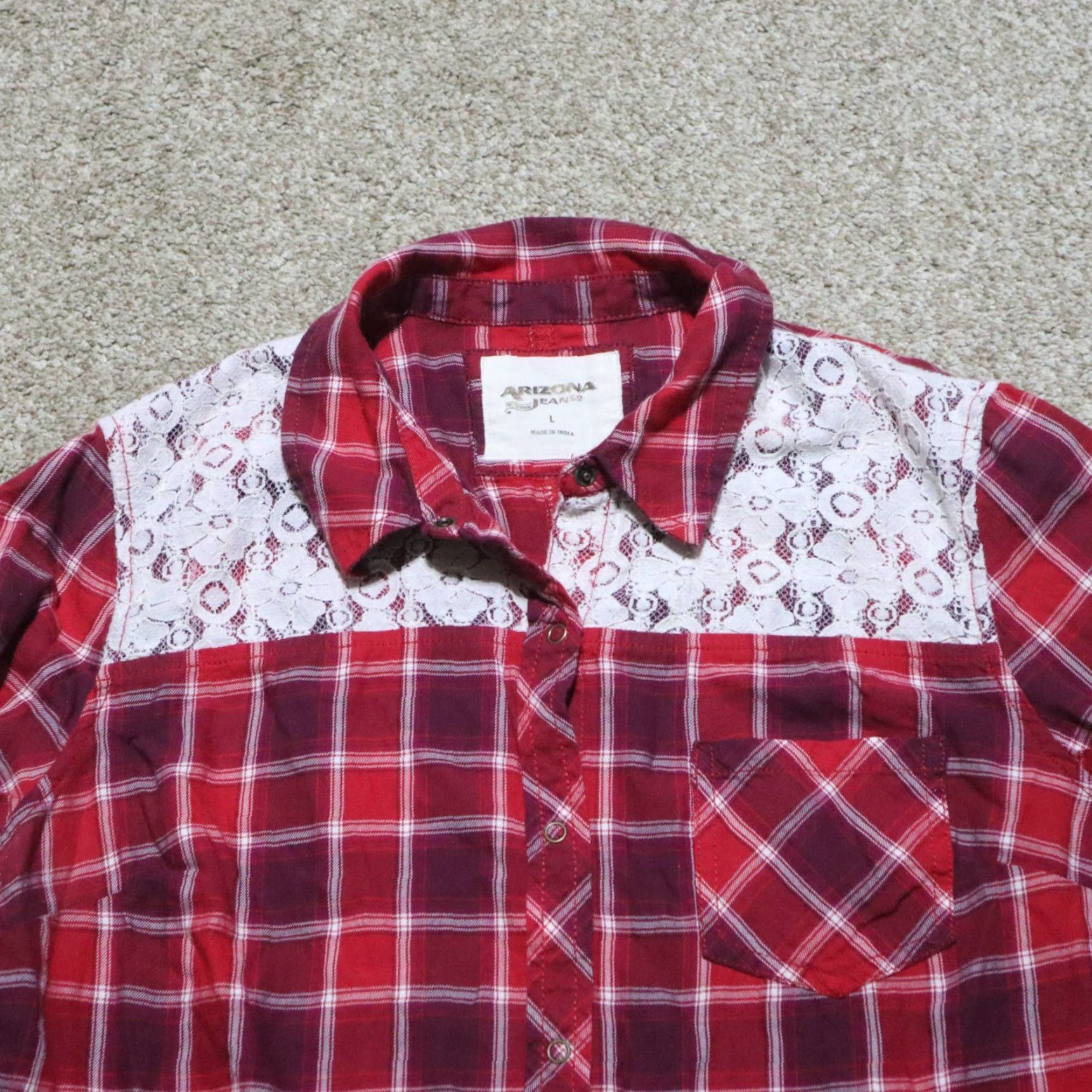 Vintage Arizona Jeans Shirt Women's L Red Plaid Button-Up Long Sleeve Casual Top Size L / US 10 / IT 46 - 2 Thumbnail