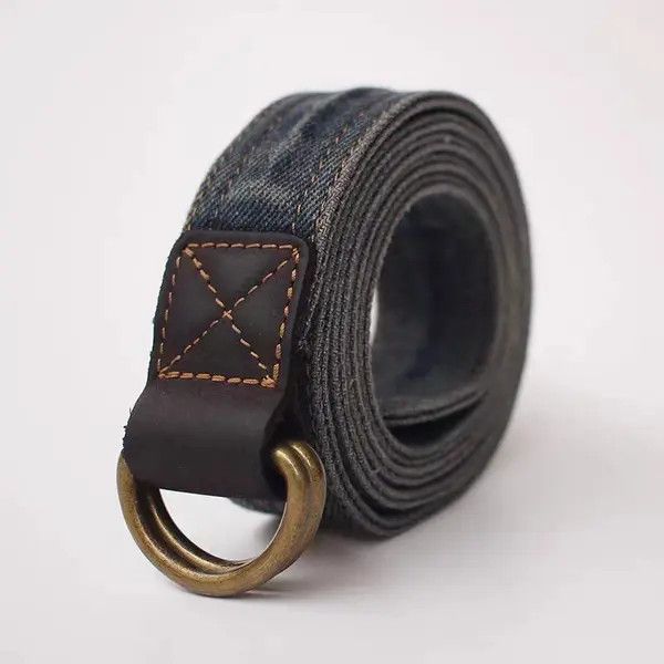 Japanese Brand Street double pin buckle design vintage denim belt 47in Size ONE SIZE - 1 Thumbnail
