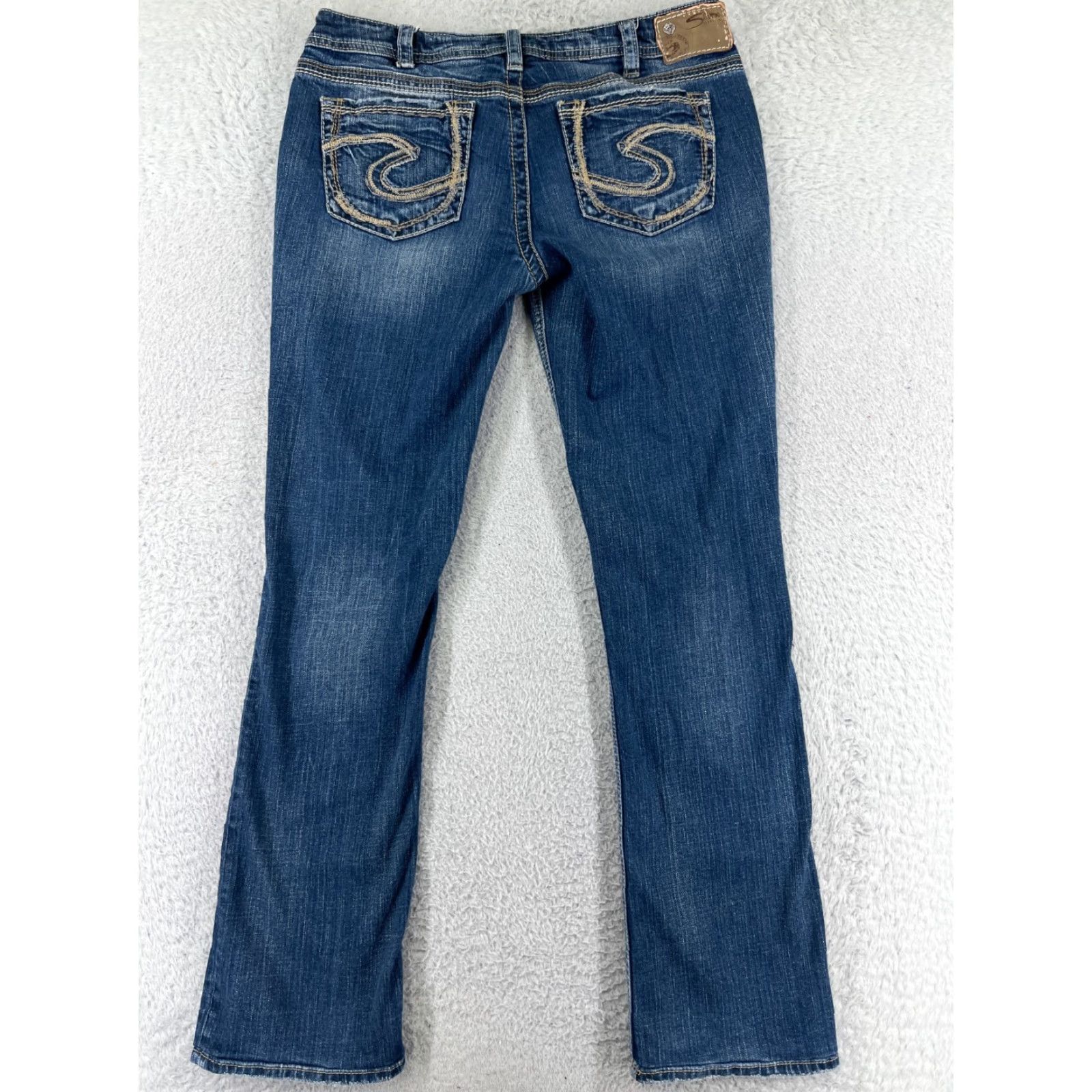 Silver Jeans Co. Silver Jeans Women’s Bootcut Pants 31 Blue Denim Aiko Embroidered Cotton Stretch Size 24" / US 00 / IT 34 - 2 Thumbnail