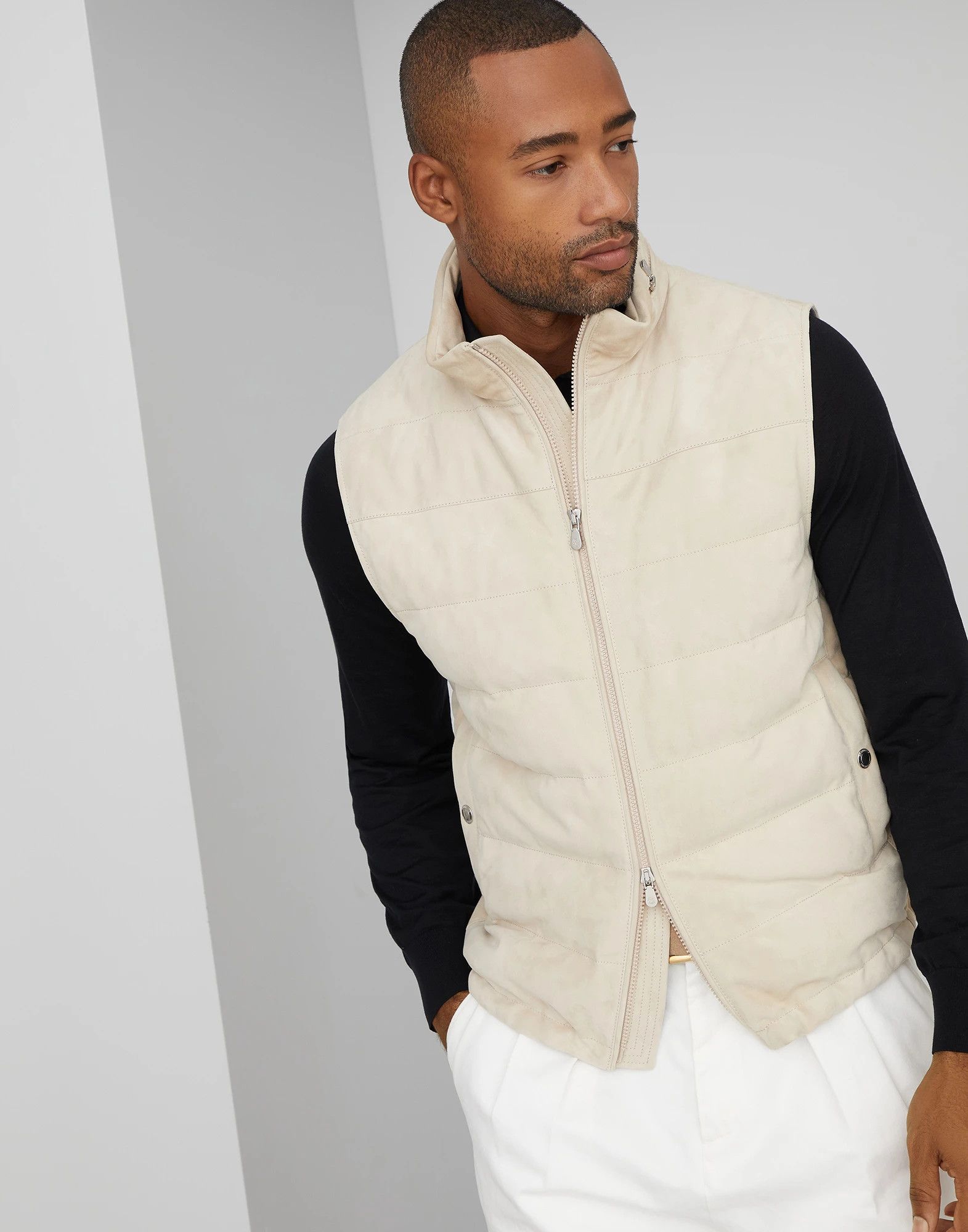 Brunello Cucinelli Padded Leather Vest in Medium Brown Size US XL / EU 56 / 4 - 1 Thumbnail