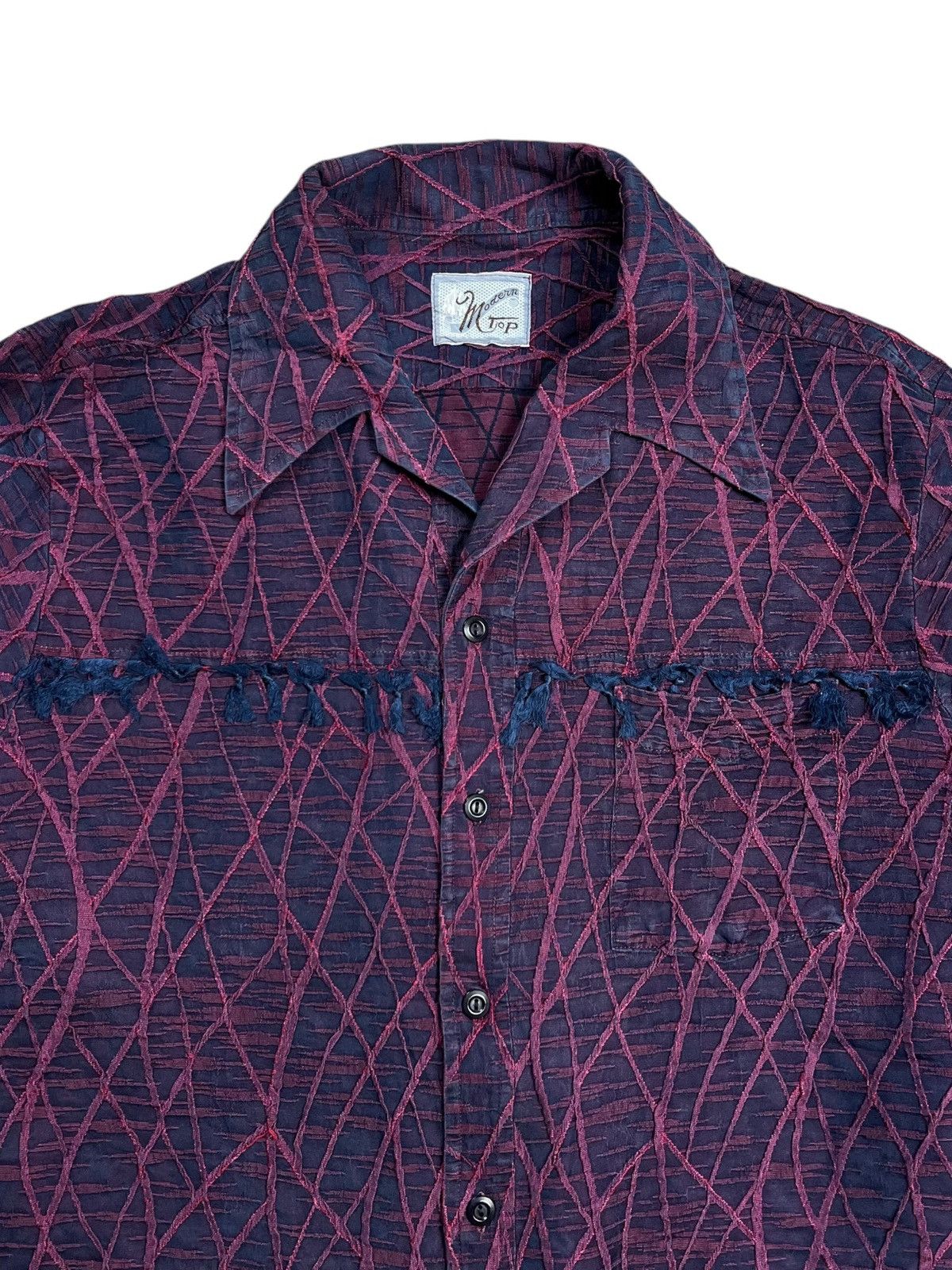 If Six Was Nine 1980s Modern Top - Nerve Textured Button Shirt Size US L / EU 52-54 / 3 - 4 Thumbnail