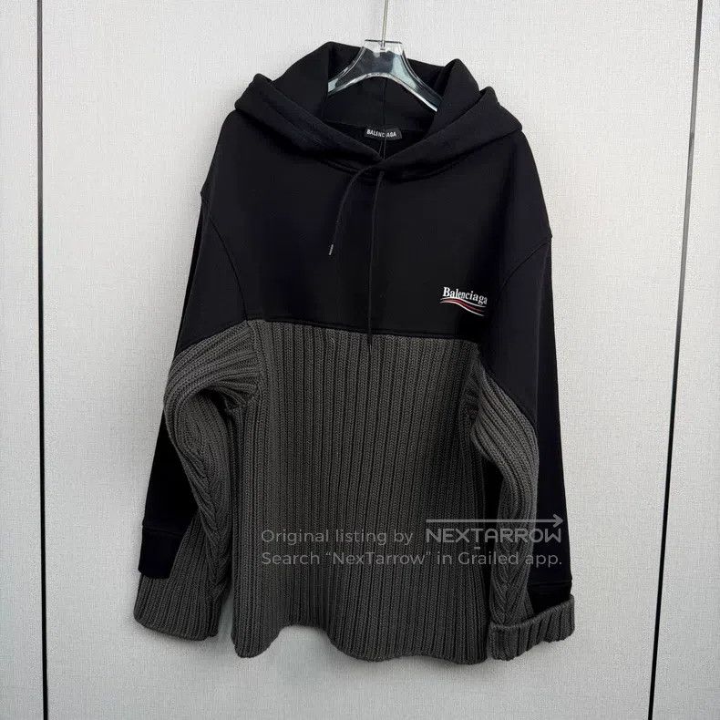 Balenciaga Balenciaga Black and Grey Color Block Hoodie Size US S / EU 44-46 / 1 - 1 Thumbnail