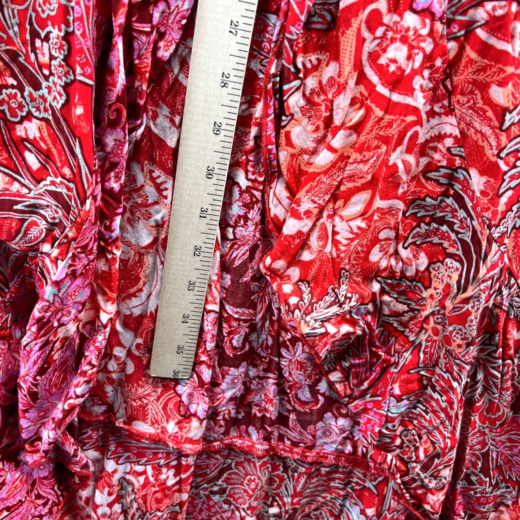 Free People VINTAGE? No. Free People Dress Womens XS Red Pink Floral Boho Maxi Spaghetti Straps Pencil Size XS / US 0-2 / IT 36-38 - 6 Thumbnail