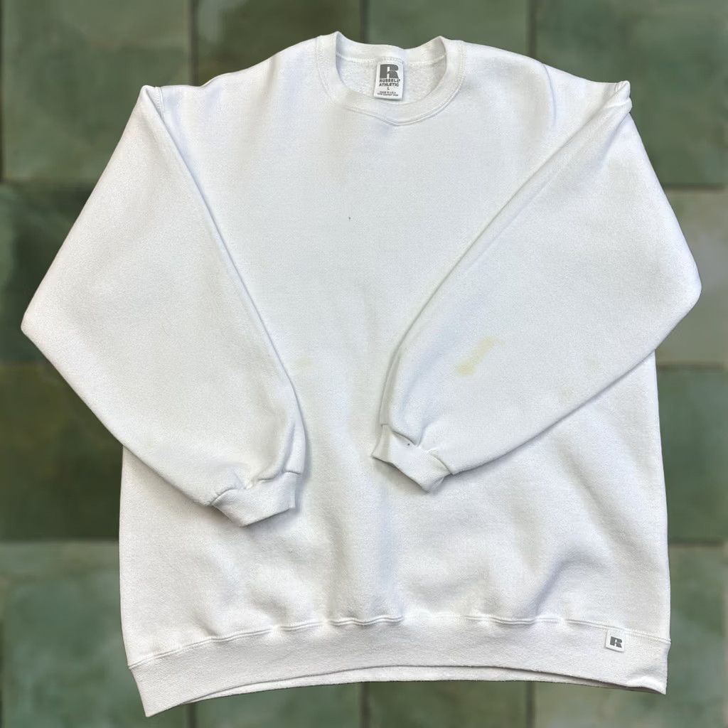 Russell Athletic VINTAGE Russell Athletic Sweatshirt White Blank Crewneck L Mens Size US L / EU 52-54 / 3 - 1 Thumbnail