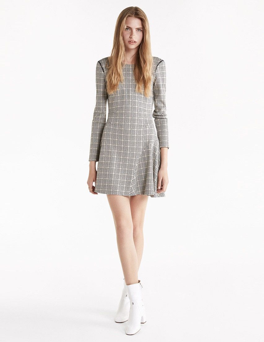 Designer × Patrizia Pepe Patrizia Pepe Womens Premium Checked Long Sleeve Short Dress Size S / US 4 / IT 40 - 1 Thumbnail