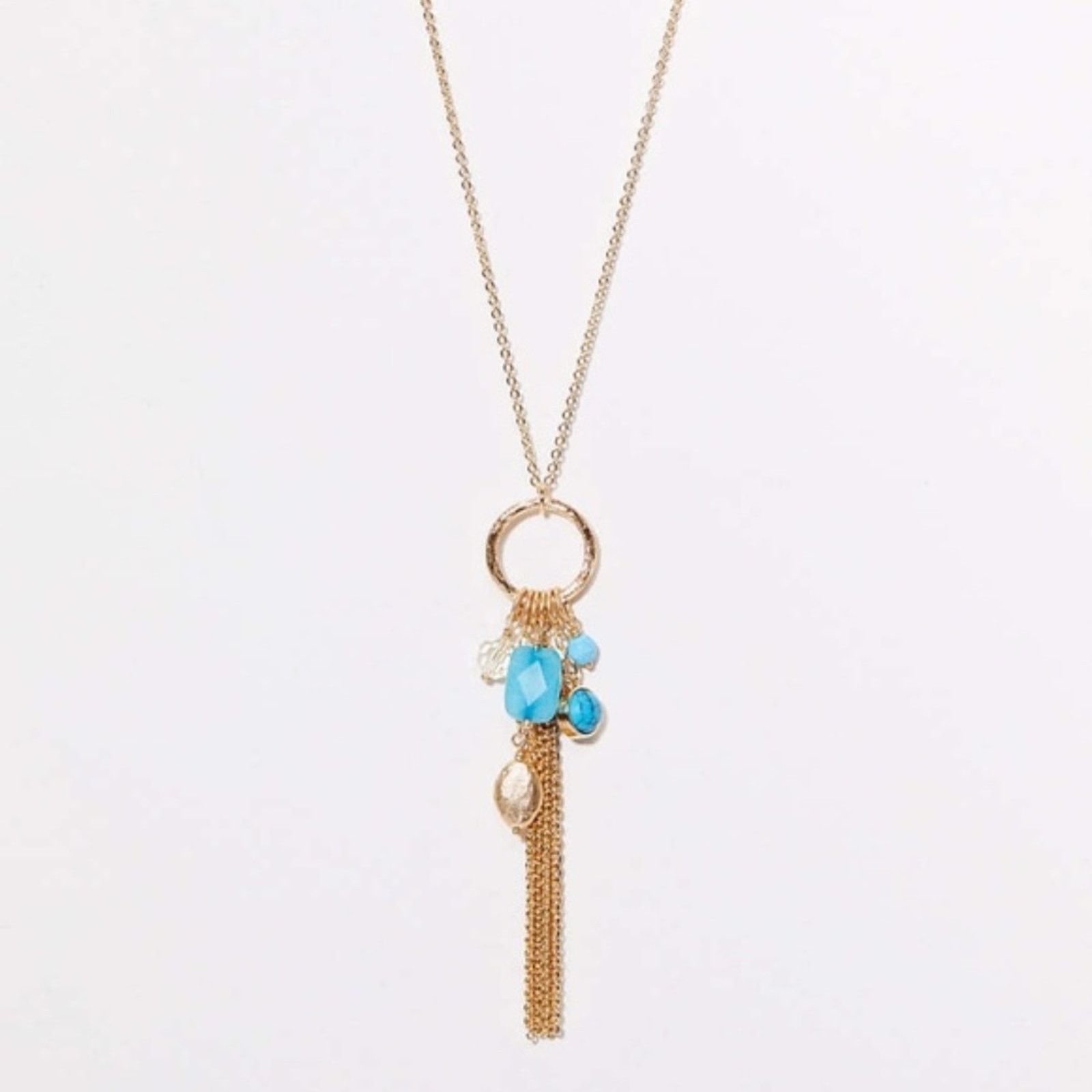 Loft LOFT Gold & Blue Cluster Pendant Necklace Size ONE SIZE - 1 Thumbnail