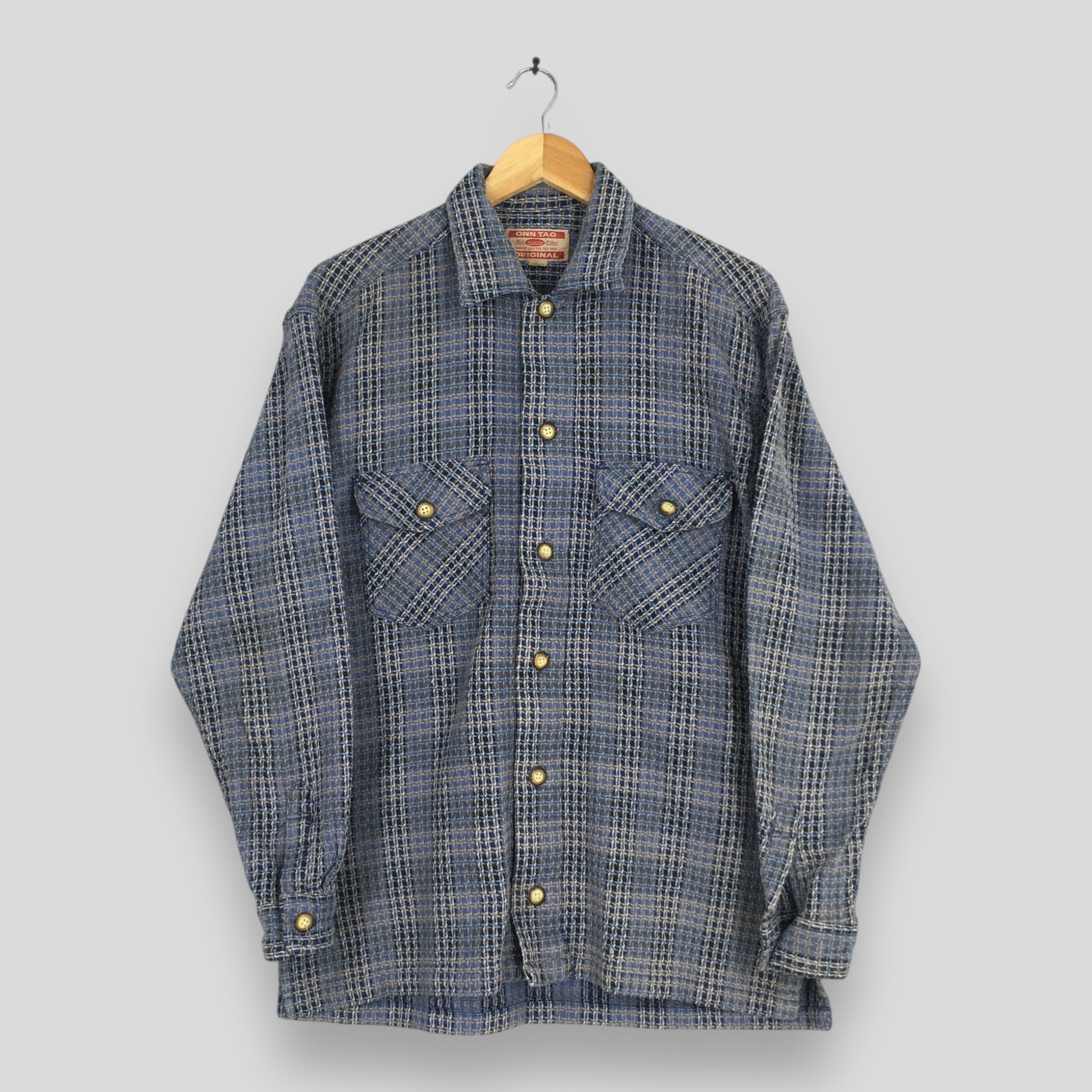 Vintage Vintage 1980s Patchwork Boro Flannel Blue Shirt Medium Size US M / EU 48-50 / 2 - 1 Thumbnail