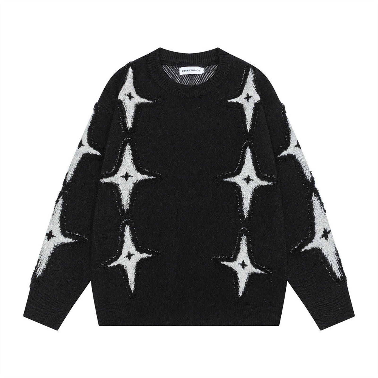 Vintage Cream Blue Star Pattern Knit Sweater, Cozy Pullover Size US M / EU 48-50 / 2 - 5 Thumbnail